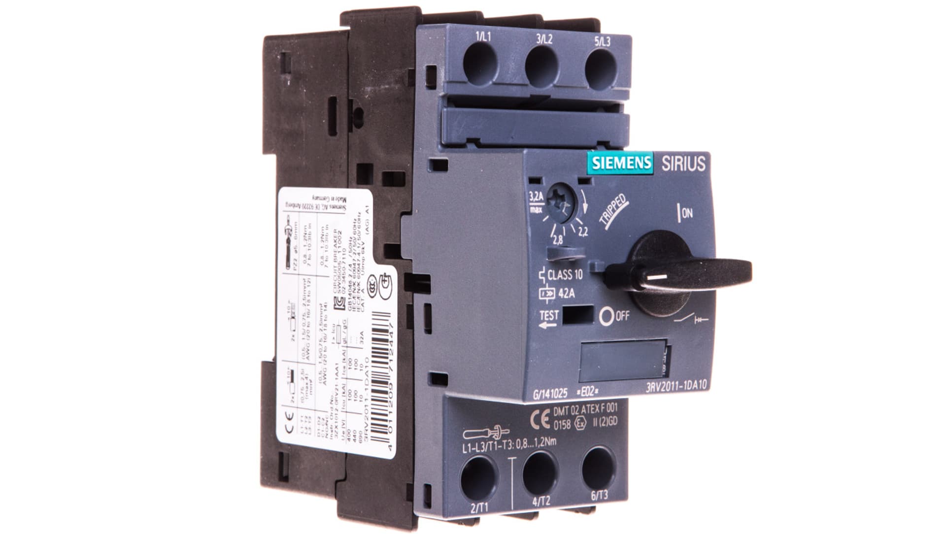 

Wyłącznik silnikowy 3P 1,1kW 2,2-3,2A S00 3RV2011-1DA10