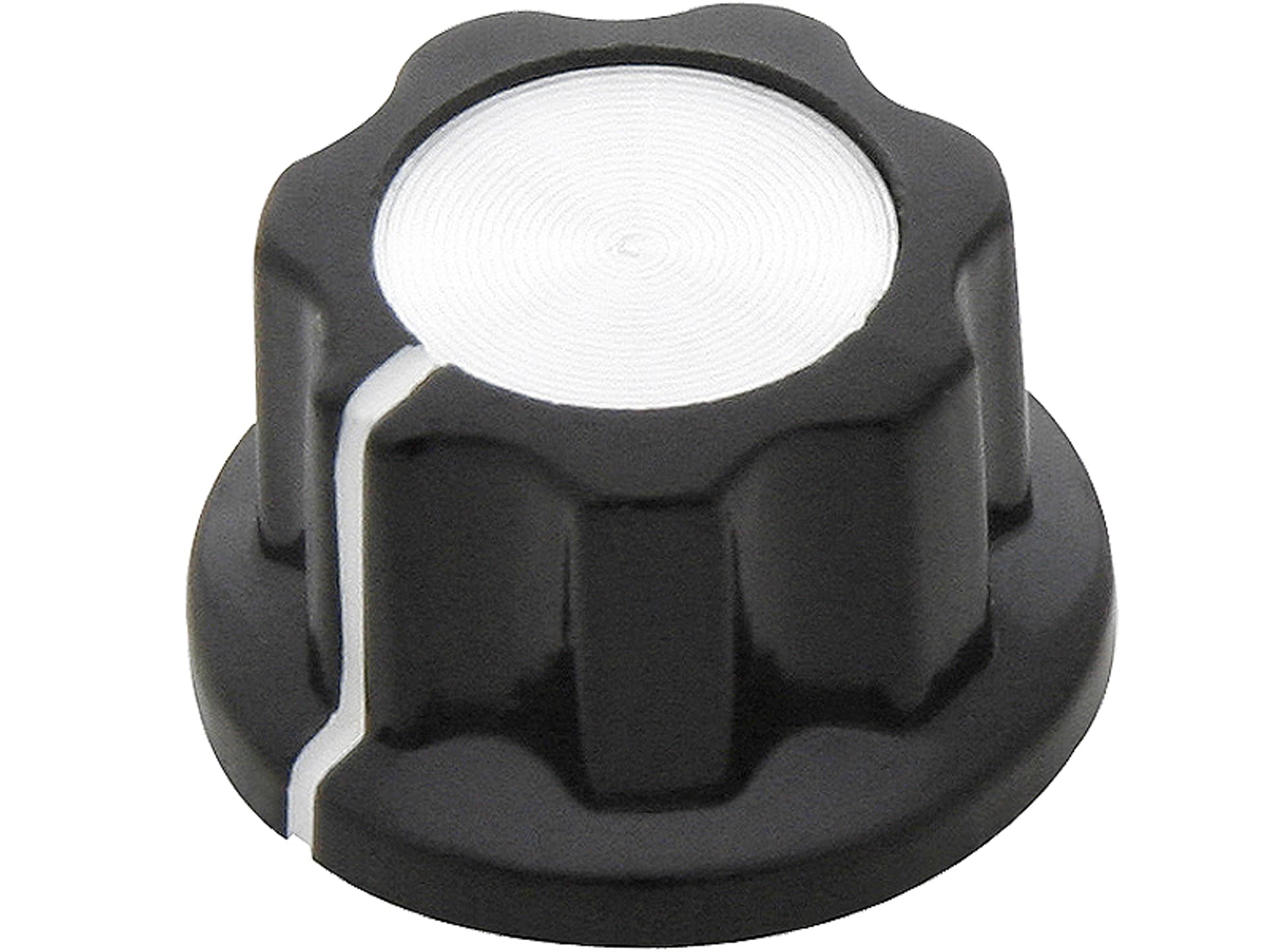 

8806# Gałka pot bakelitowa czar/sreb śred 24mm