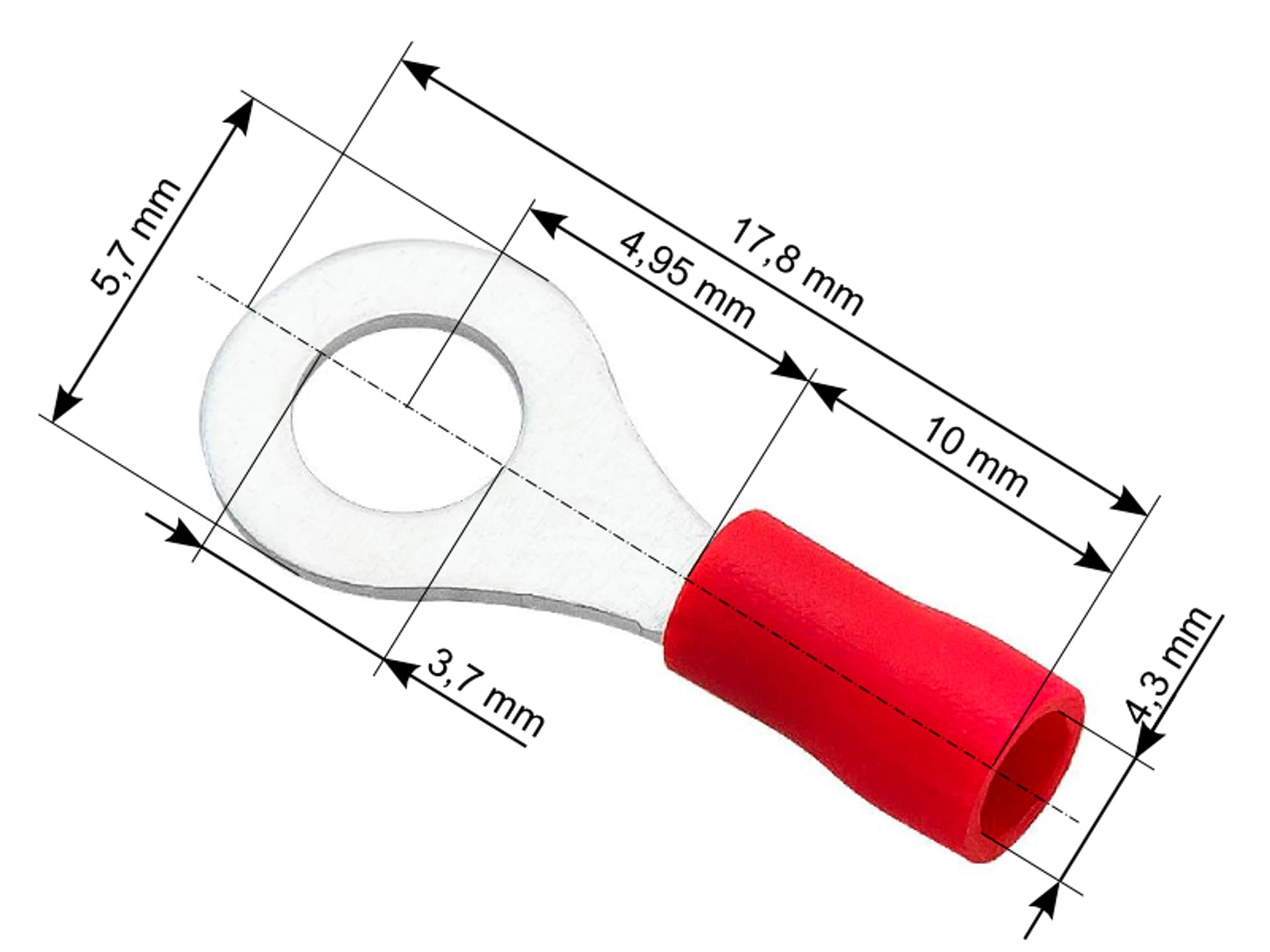 

43-010# Konektor oczk.izol.s śruba3,7 kabel4,3mm