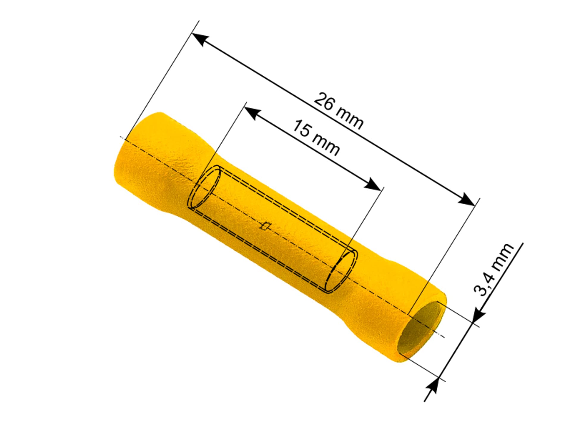 

43-027# Konektor łącznik.izol. 4,3/26mm żółty