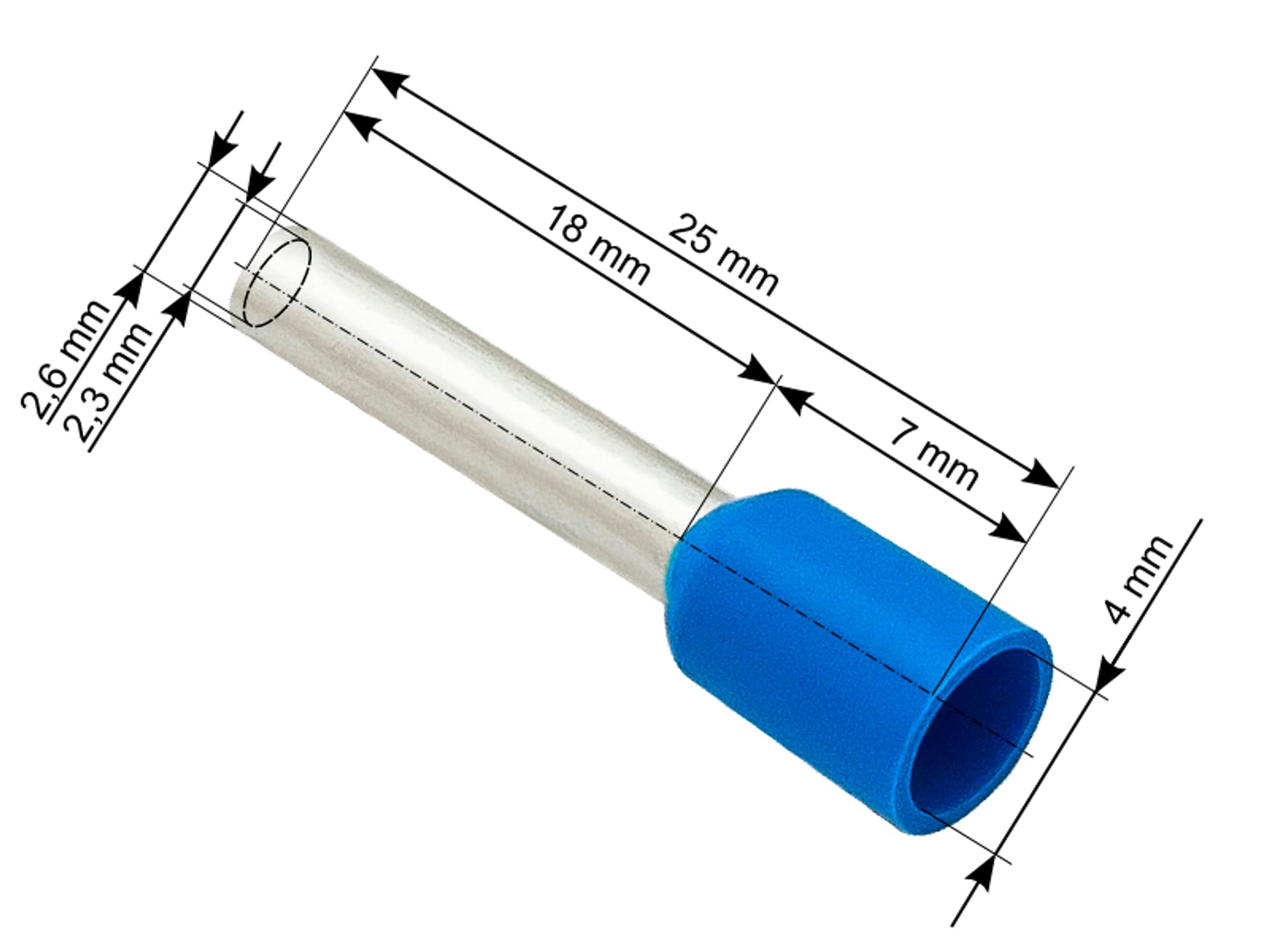

43-078# Konektor izol.tulejka 2,5/18 niebieska