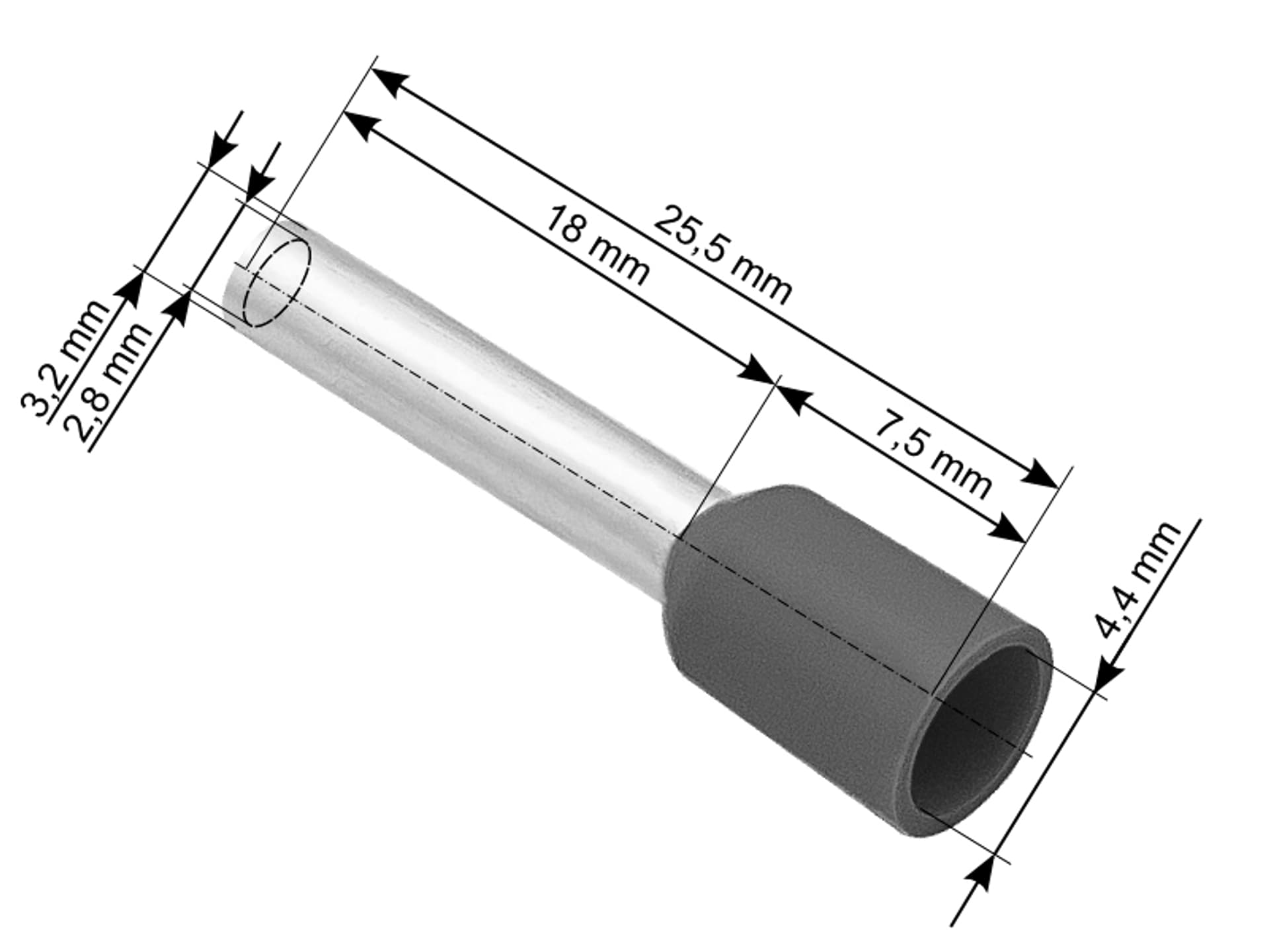 

43-081# Konektor izol.tulejka 4,0/18 szara