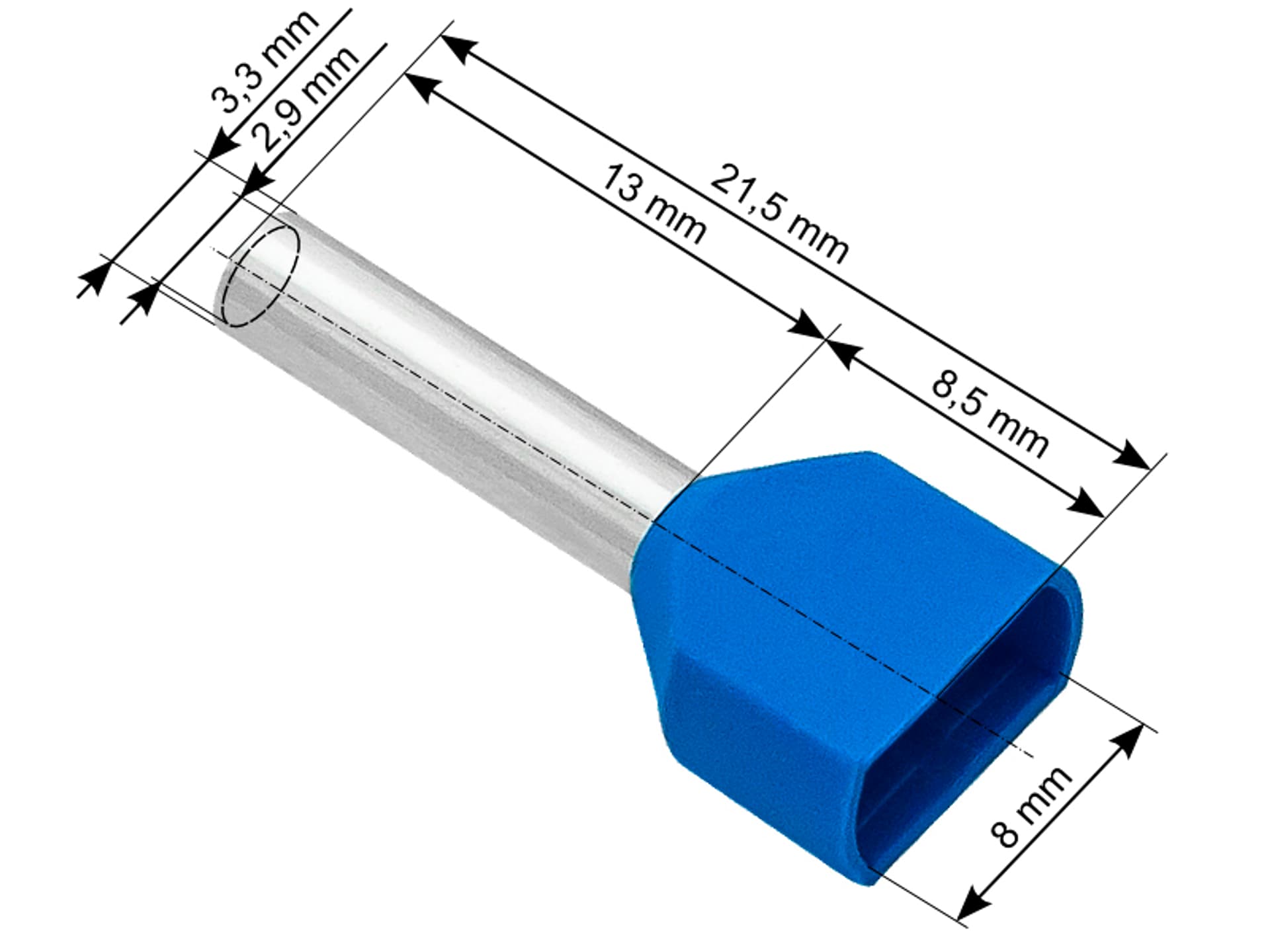 

43-090# Konektor izol.tulejka 2x2,5/13 niebieski