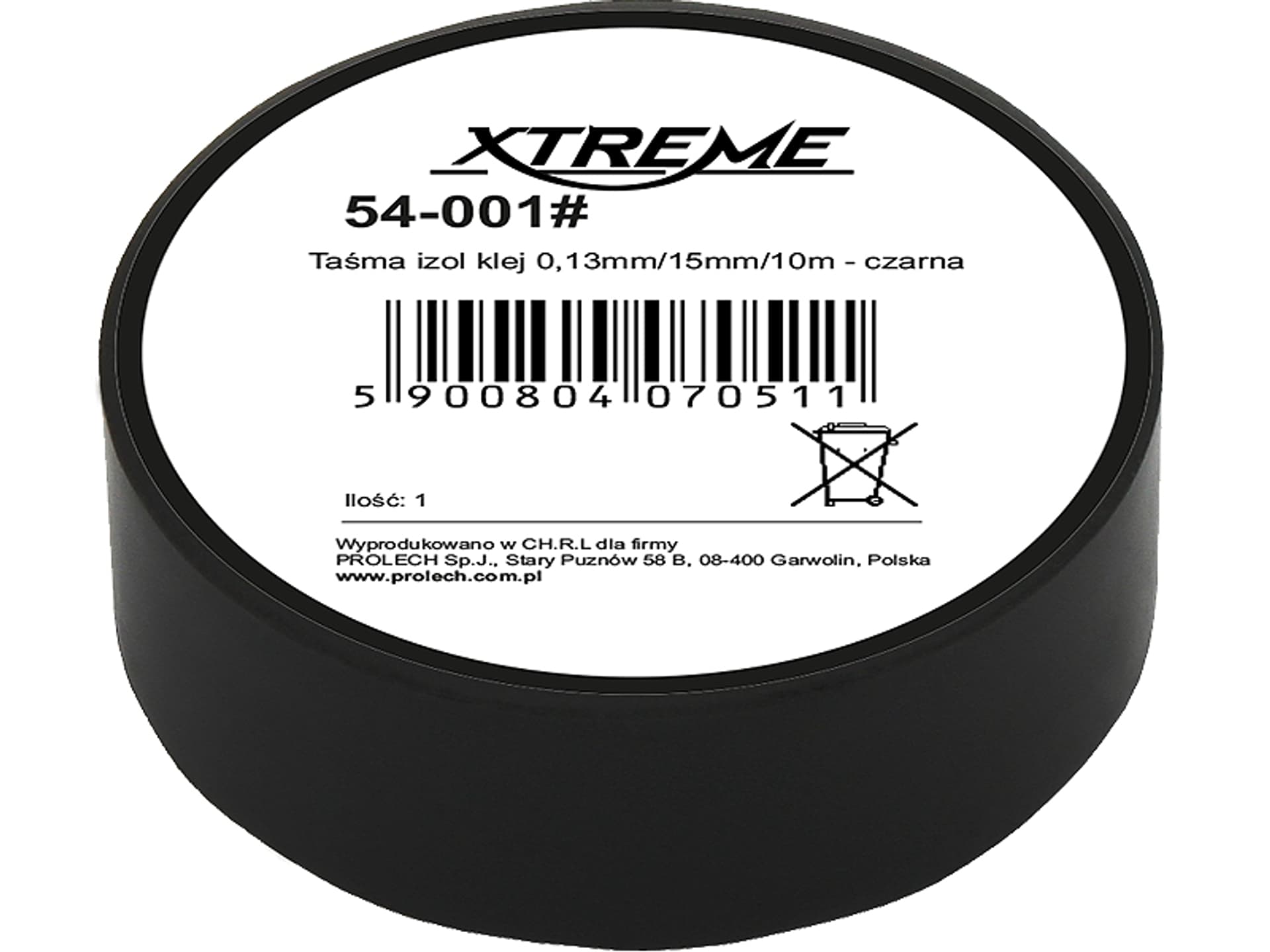 

54-001# Taśma izol klej 0,13mm/15mm/10m - czarna