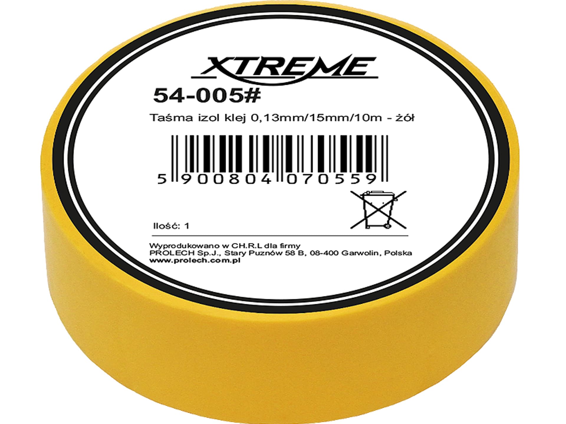 

54-005# Taśma izol klej 0,13mm/15mm/10m - żół