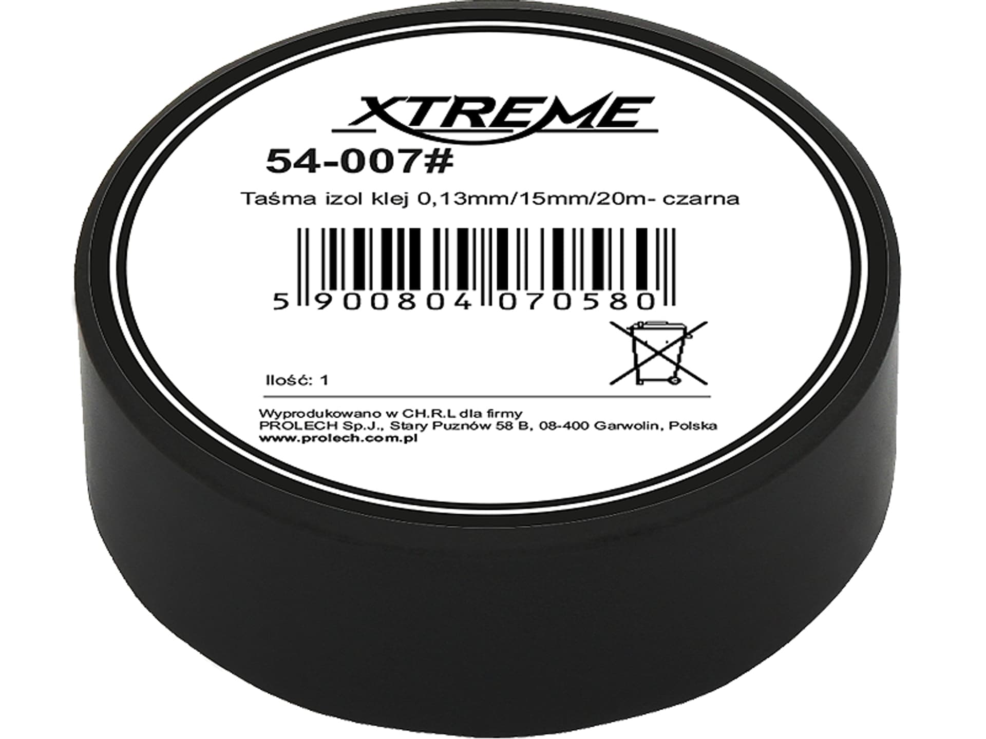 

54-007# Taśma izol klej 0,13mm/15mm/20m- czarna