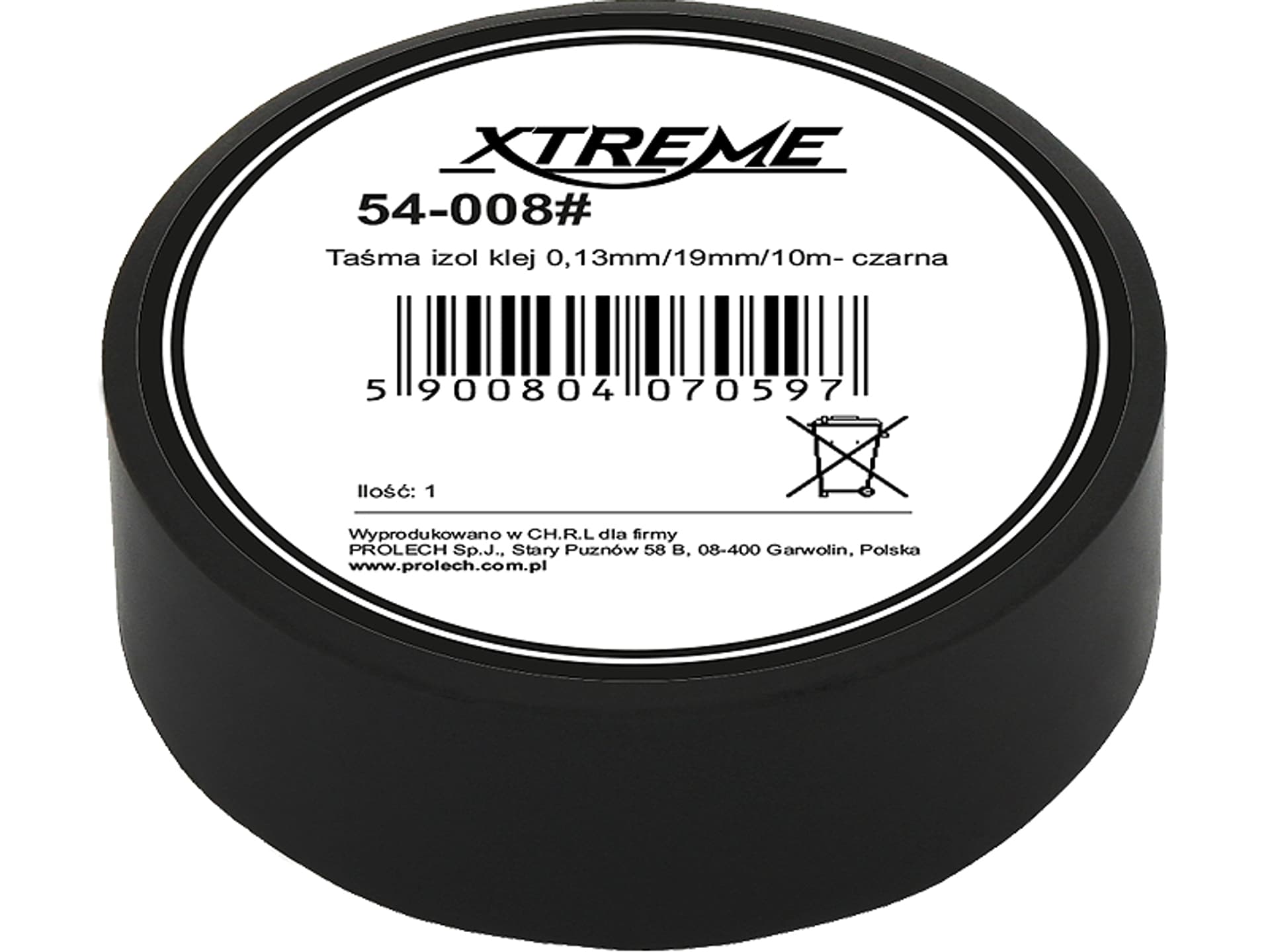

54-008# Taśma izol klej 0,13mm/19mm/10m- czarna