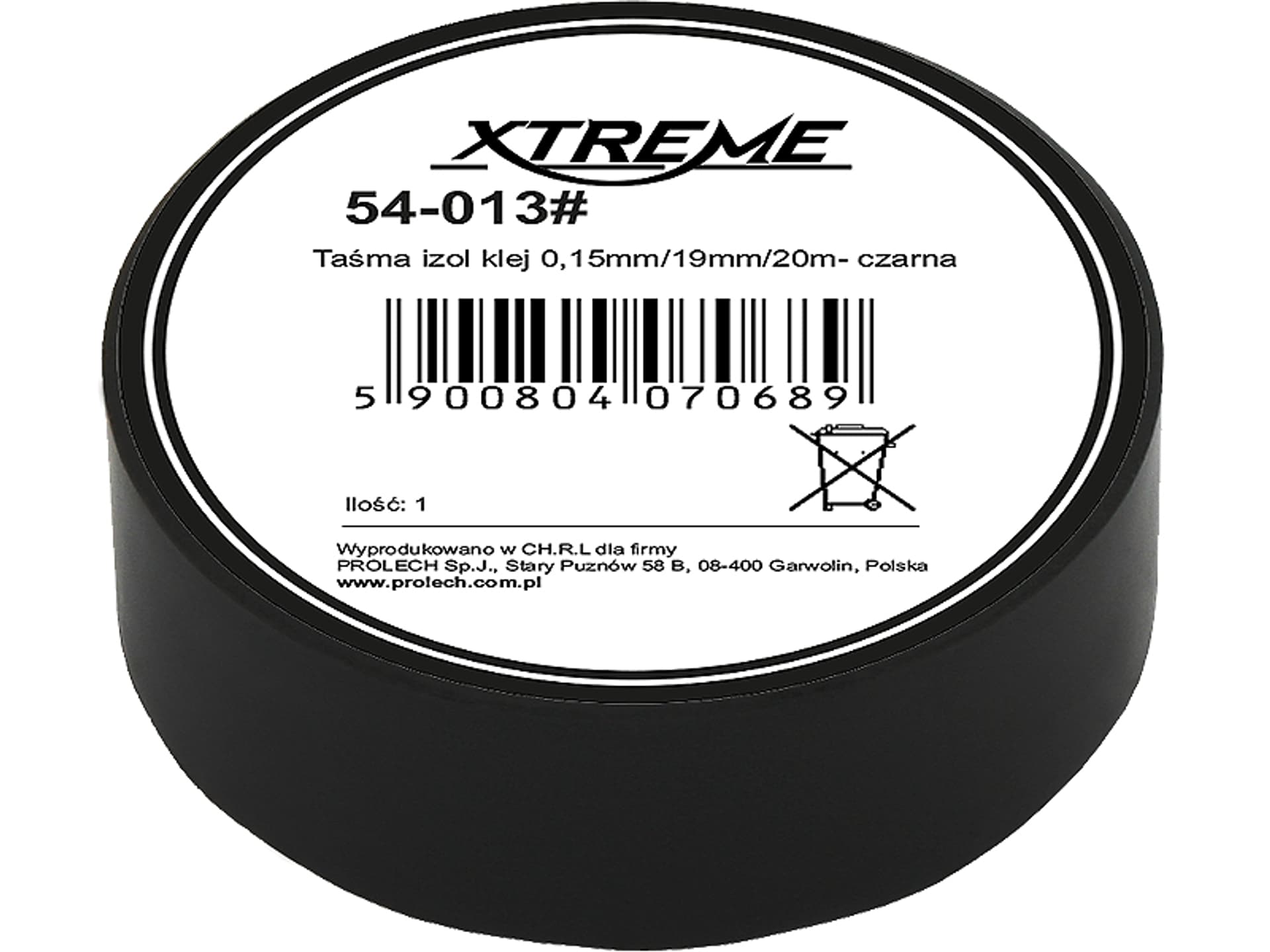 

54-013# Taśma izol klej 0,15mm/19mm/20m- czarna