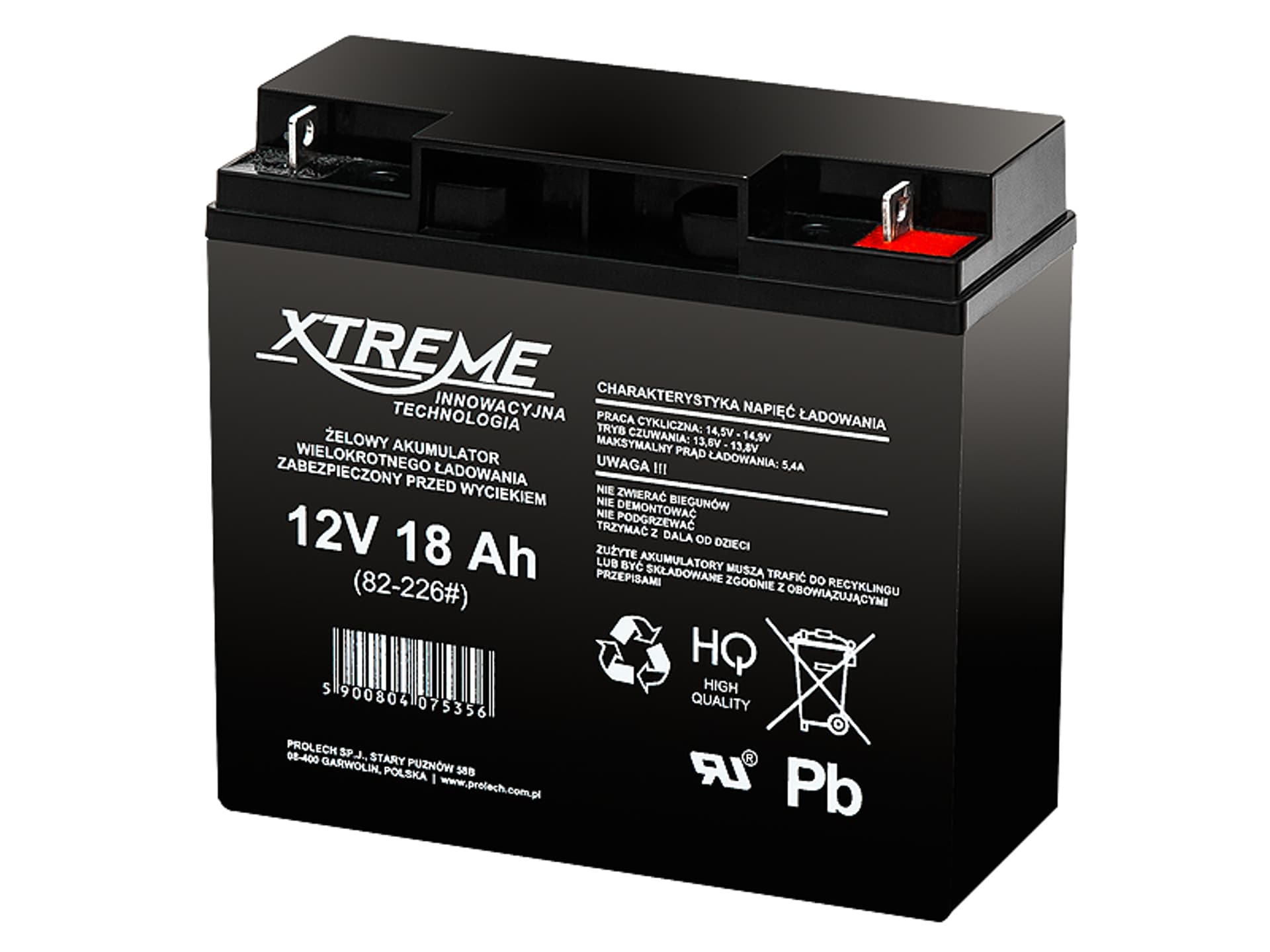 

Akumulator żelowy 12V 18Ah XTREME (1PH)