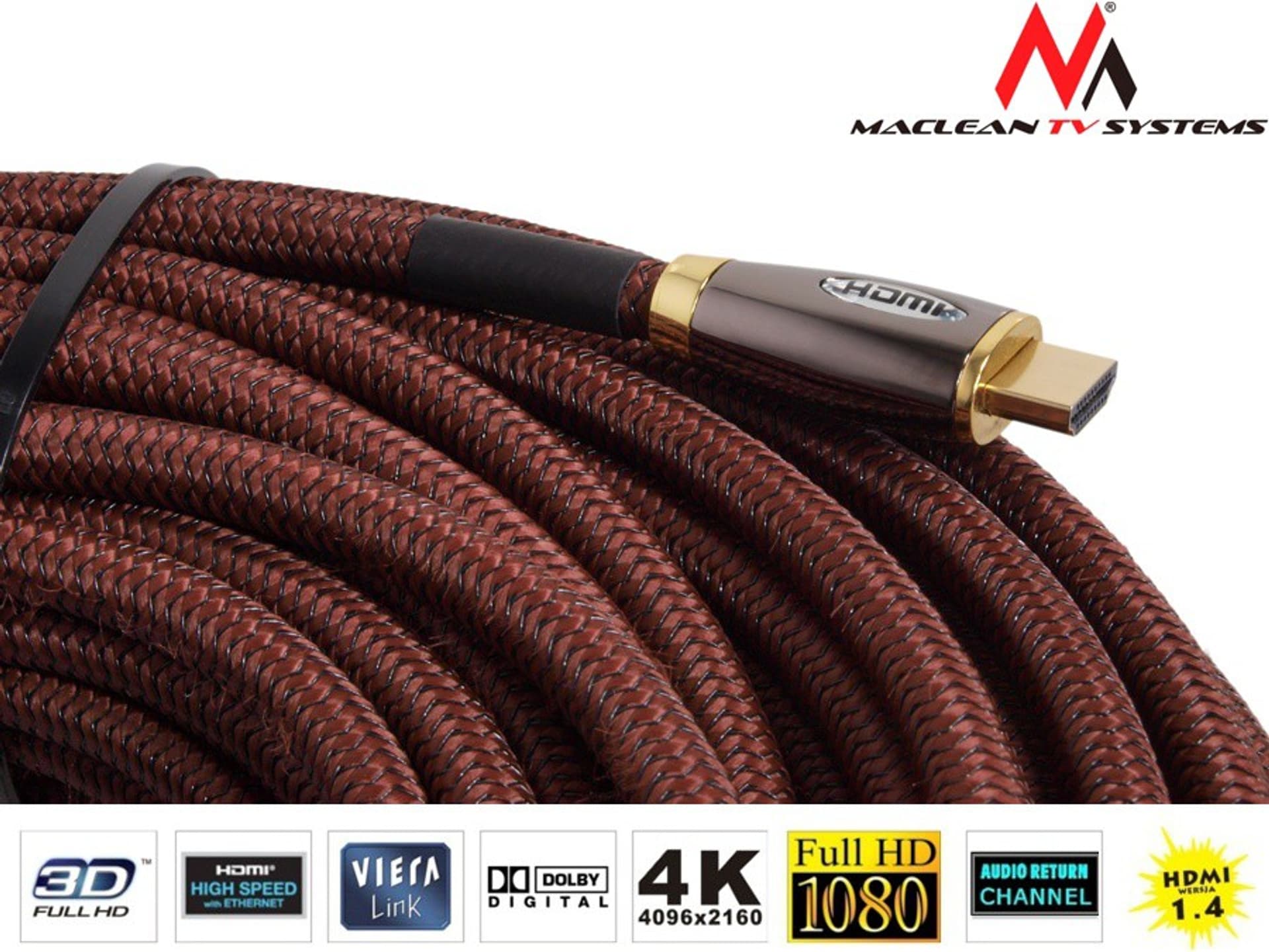 

Przewód Maclean, HDMI-HDMI, v1.4, Wzmacniacz, 50m, MCTV-625