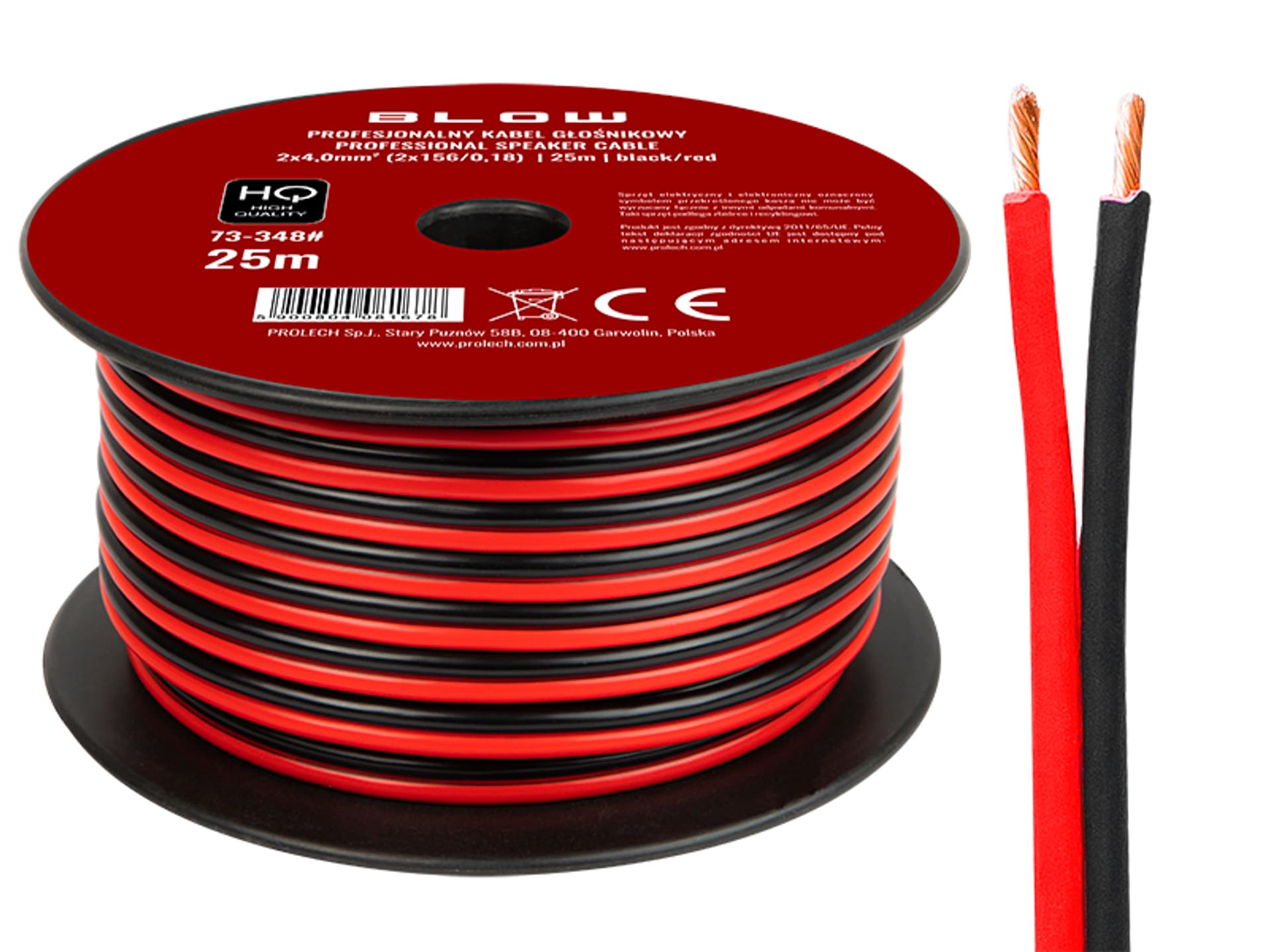 

73-348# Przew.głośn.2x4,00mm czarno-czerwony 25m