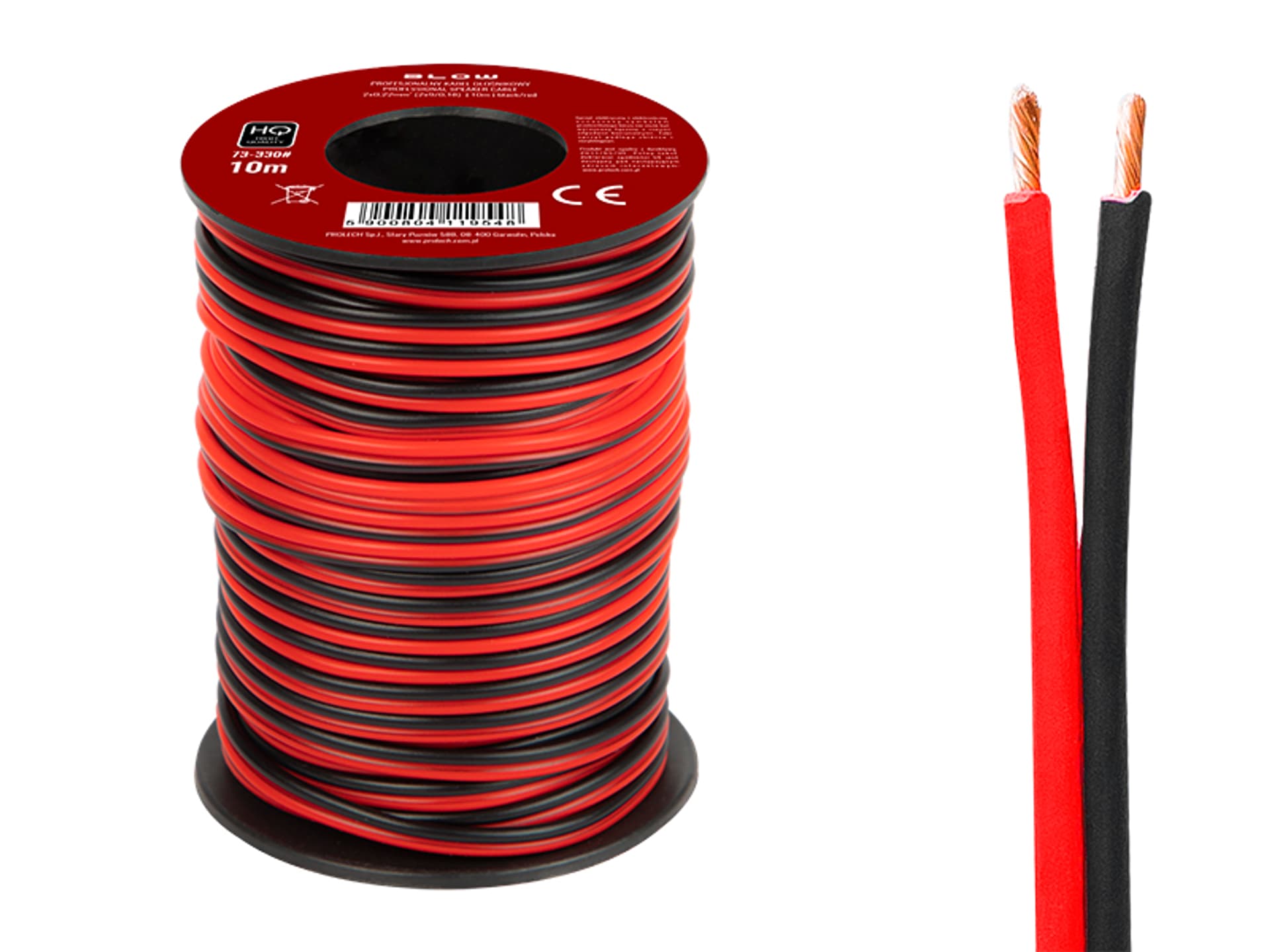 

73-330# Przew.głośn.2x0,22mm czarno-czerwony 10m