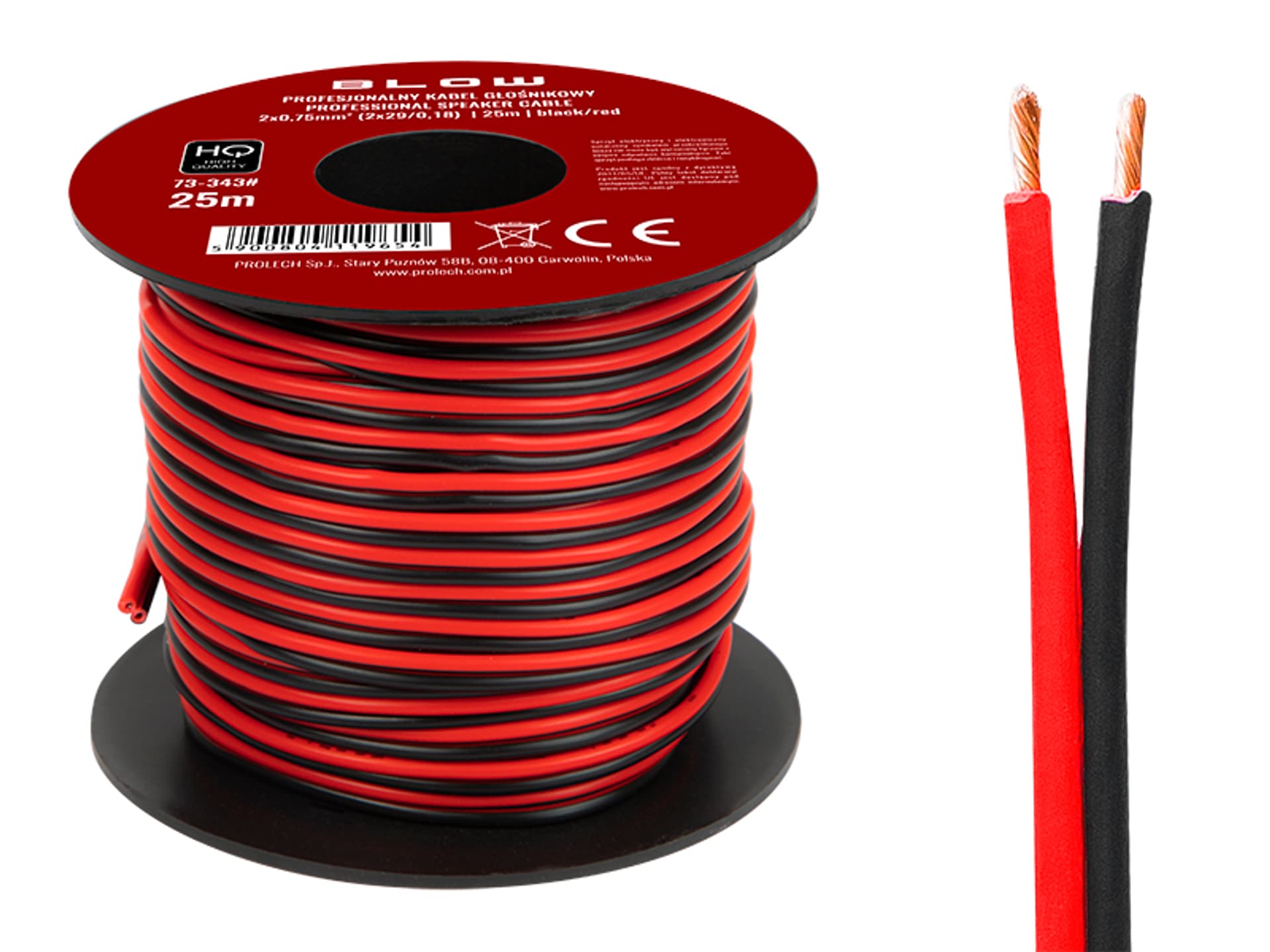 

73-343# Przew.głośn.2x0,75mm czarno-czerwony 25m