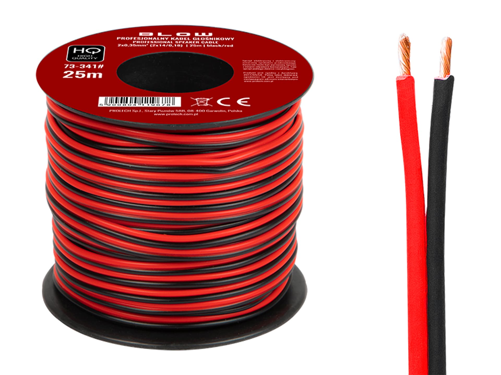 

73-341# Przew.głośn.2x0,35mm czarno-czerwony 25m