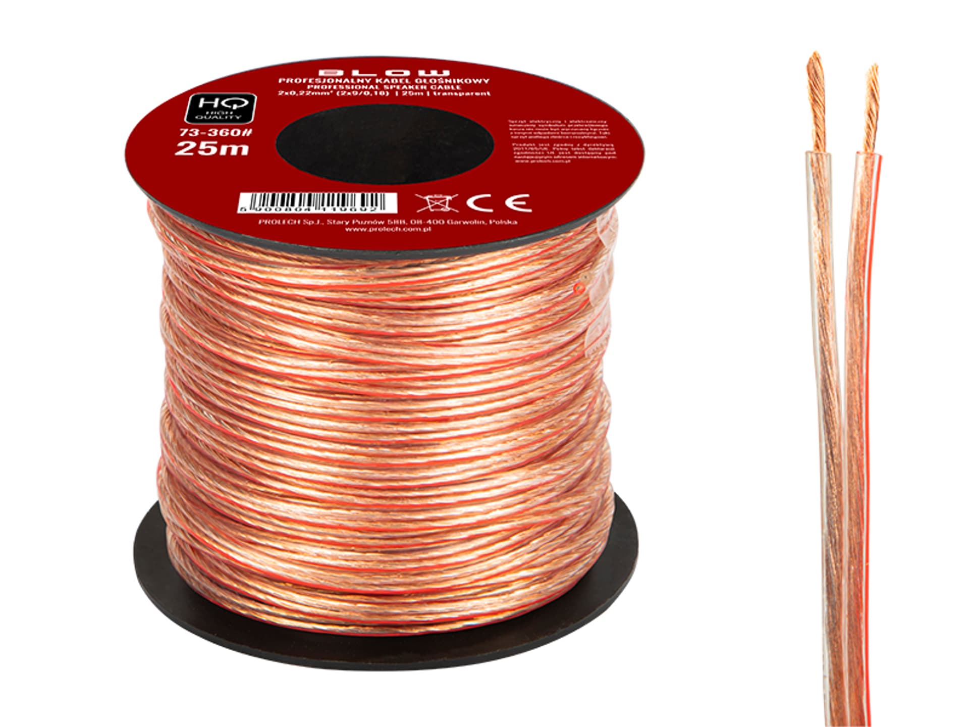 

73-360# Przew.głośn.2x0,22mm przezroczysty 25m