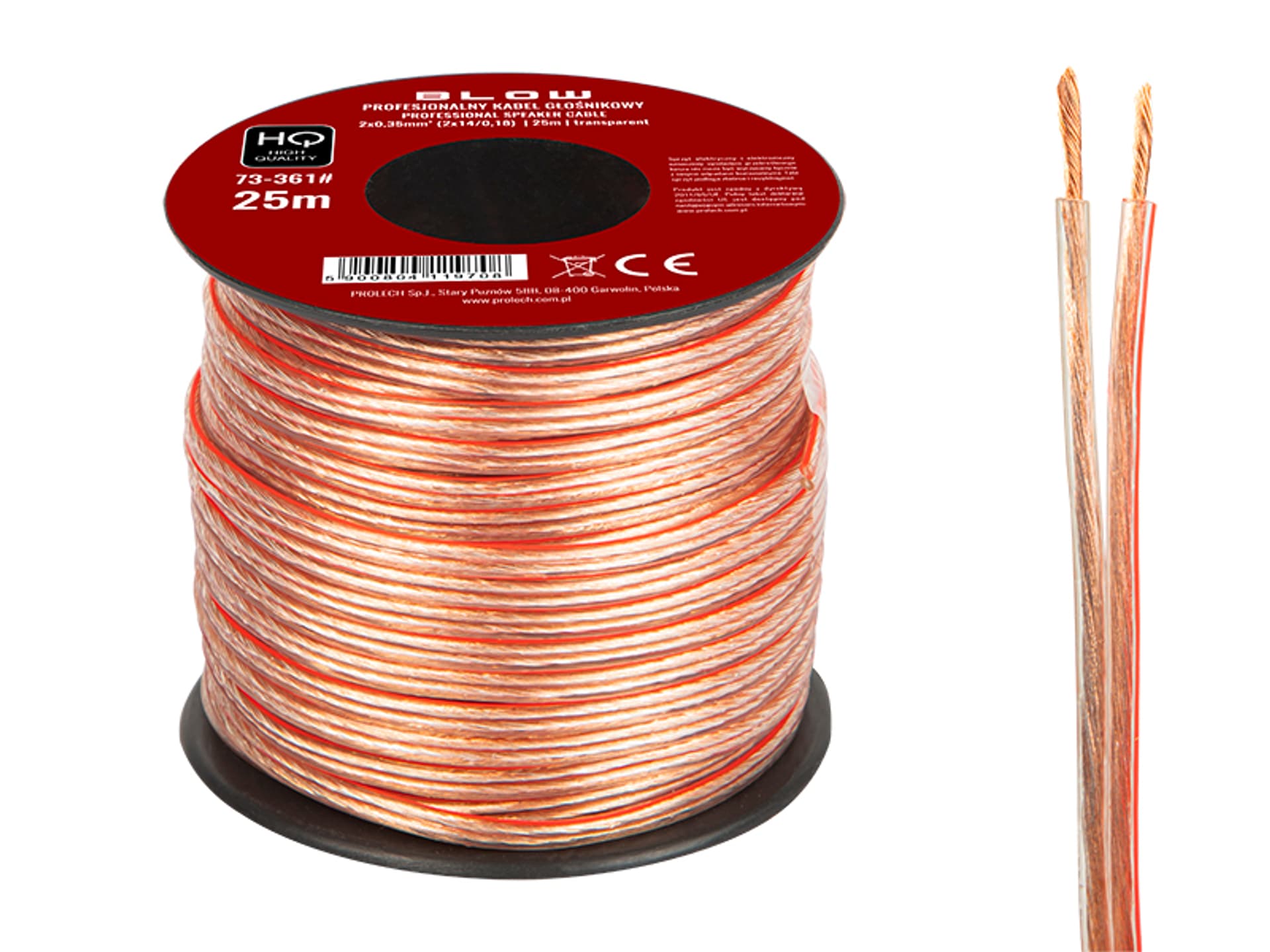 

73-361# Przew.głośn.2x0,35mm przezroczysty 25m