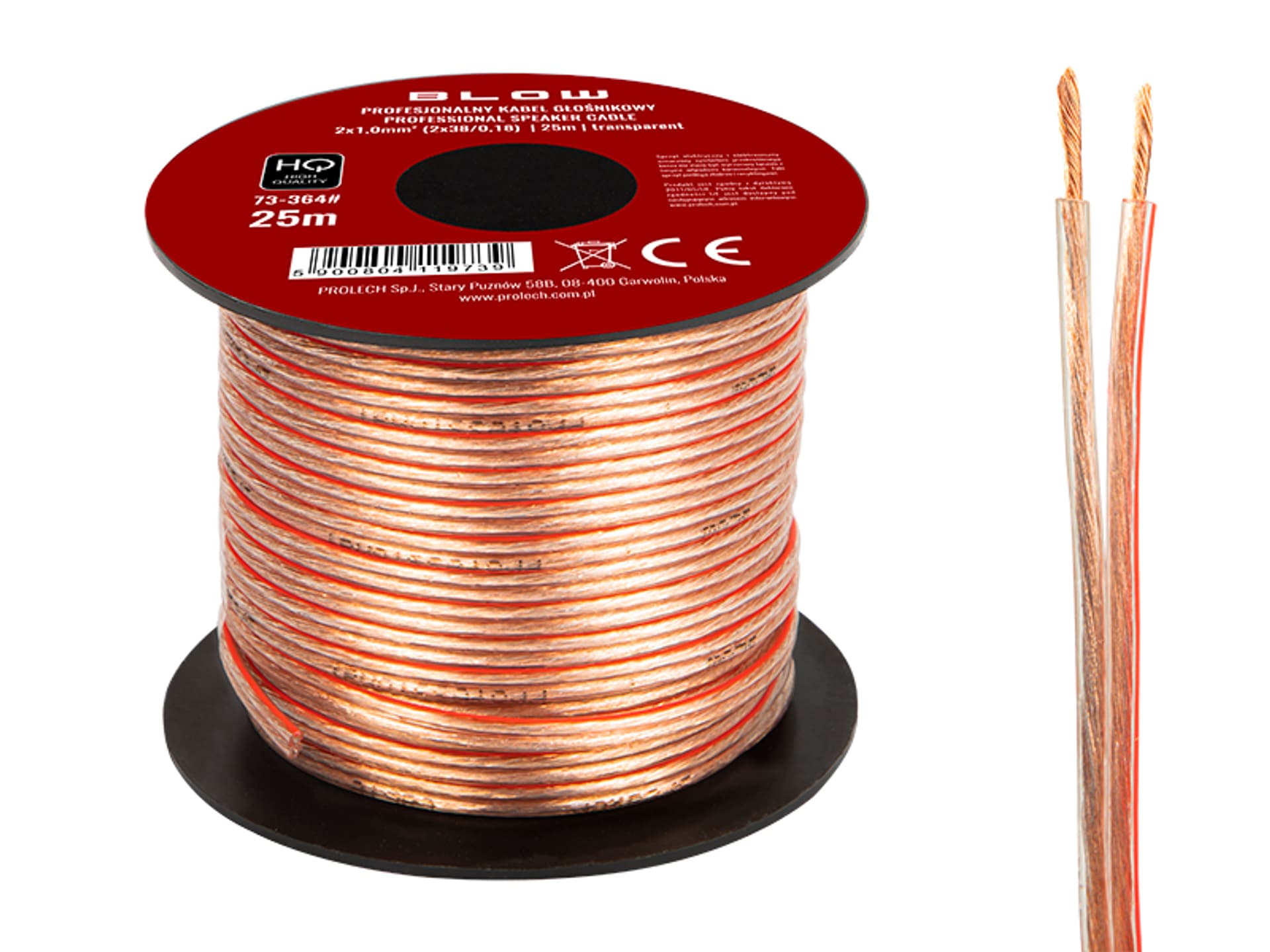 

73-364# Przew.głośn.2x1,00mm przezroczysty 25m