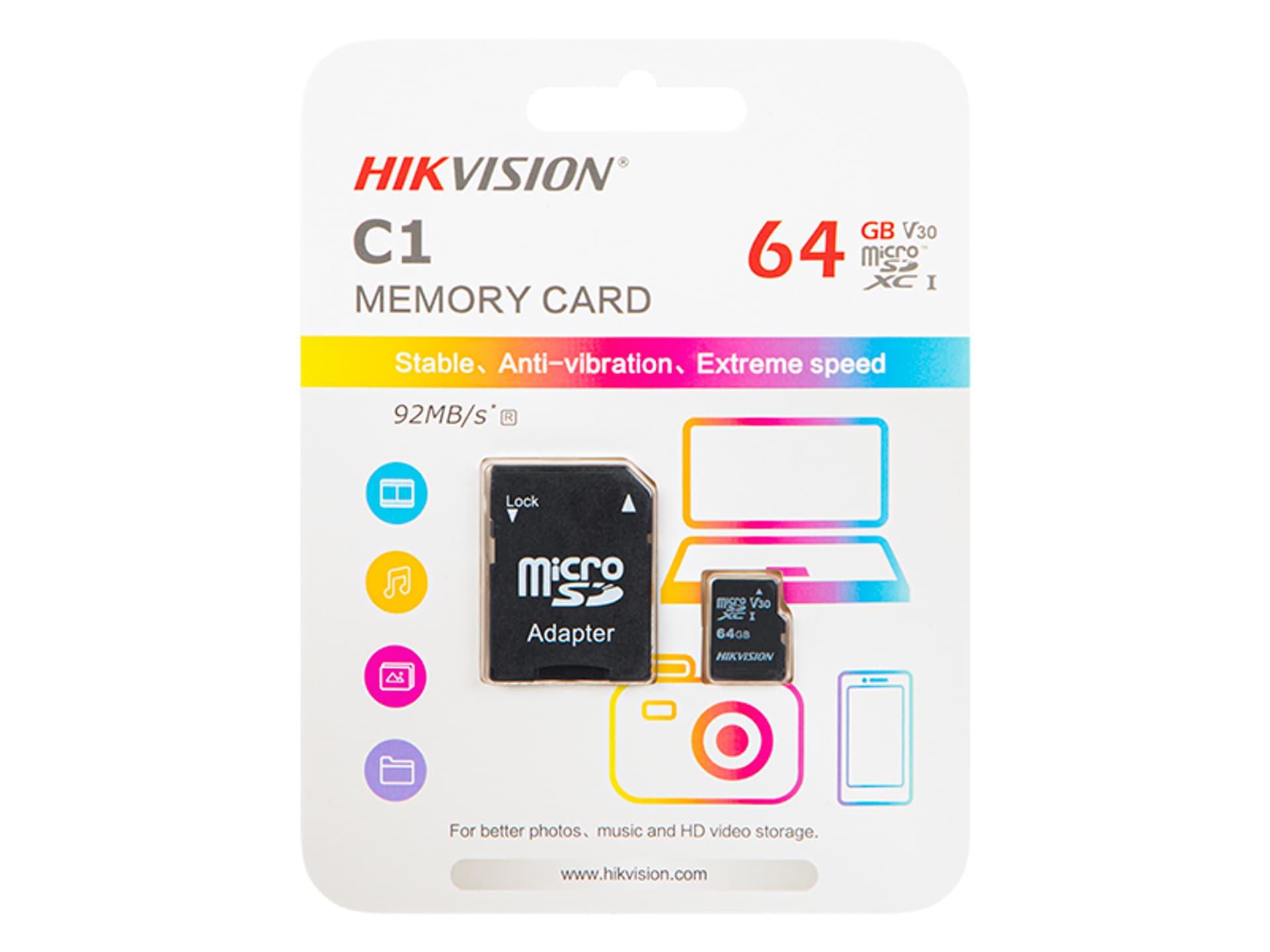 

Karta microSDXC Hikvision 64GB 92MB/s