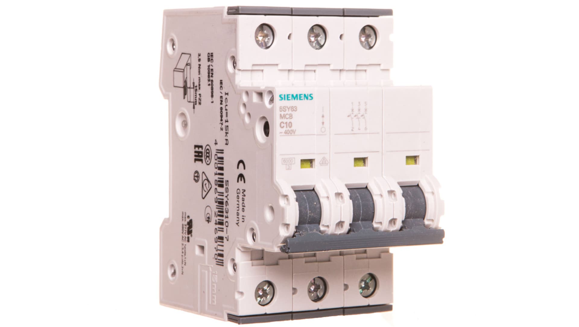 

Wyłącznik nadprądowy 3P C 10A 6kA AC 5SY6310-7