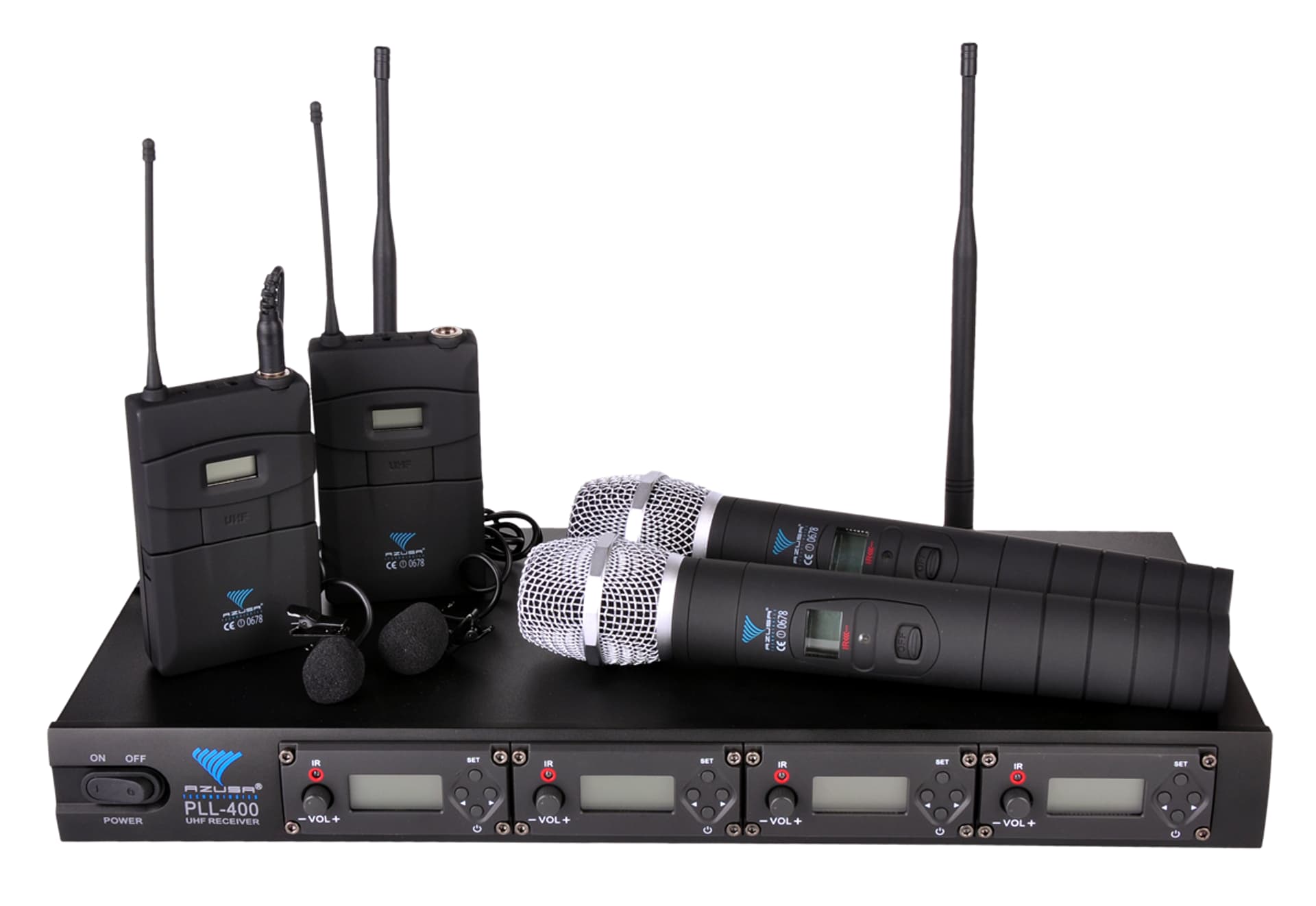 

Mikrofon PLL-400 UHF 4 kanały (2 do ręki+2 na klip) (1LL)
