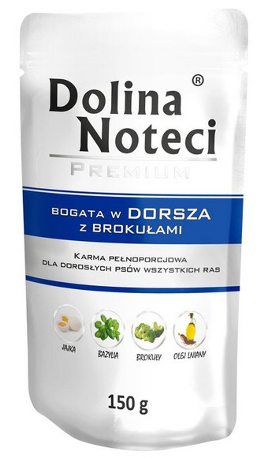 

DOLINA NOTECI Premium bogata w dorsza z brokułami - mokra karma dla psa - 150g