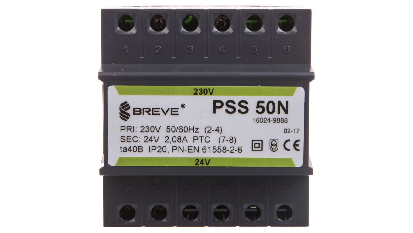 

Transformator 1-fazowy modułowy PSS 50N 50VA 230/24V /na szynę/ 16024-9888