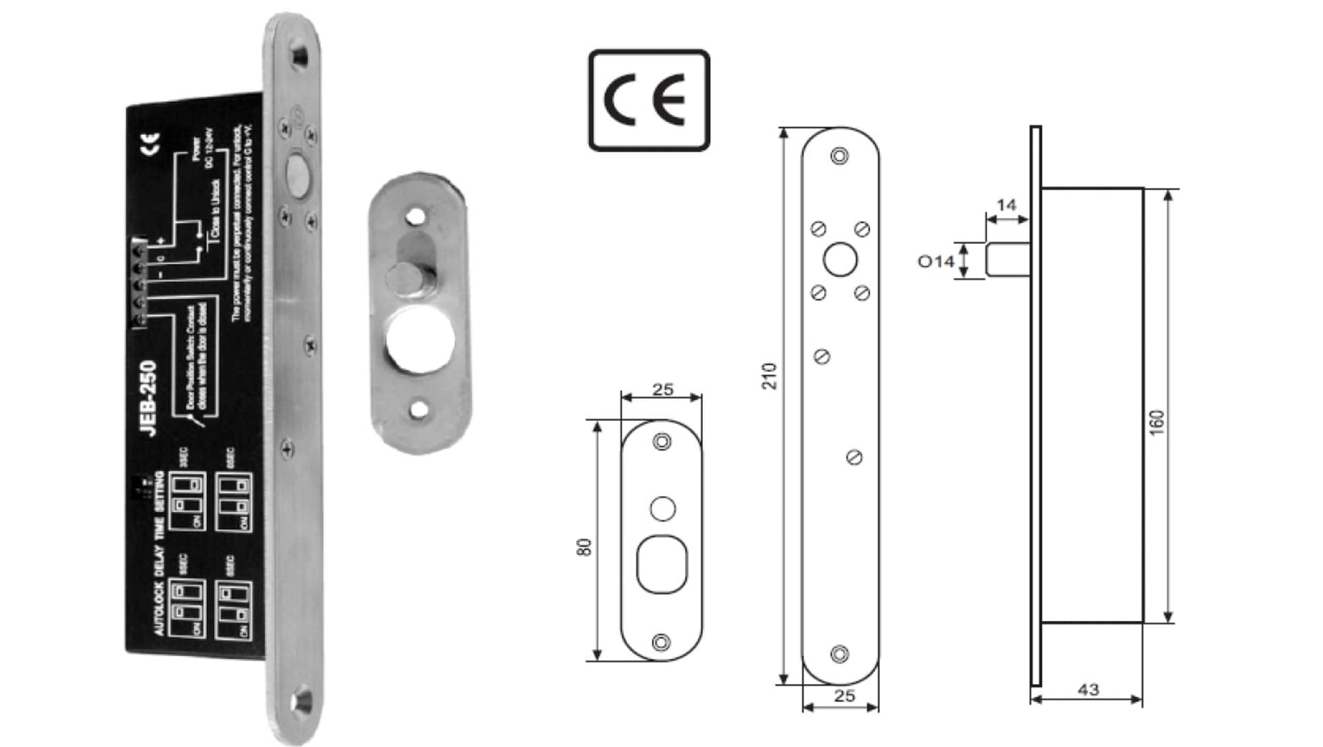 

Rygiel elektromagnetyczny JEB 250, NO rewersyjny 12/24V DC