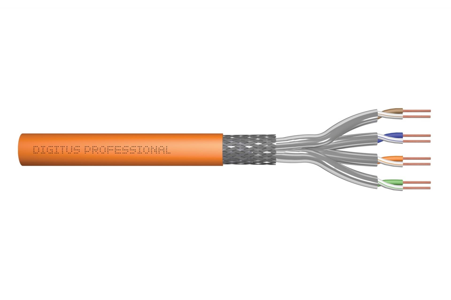 

Kabel teleinformatyczny instalacyjny kat.7, S/FTP, Dca, drut, AWG 23/1, LSOH, 50m, Pomarańczowy