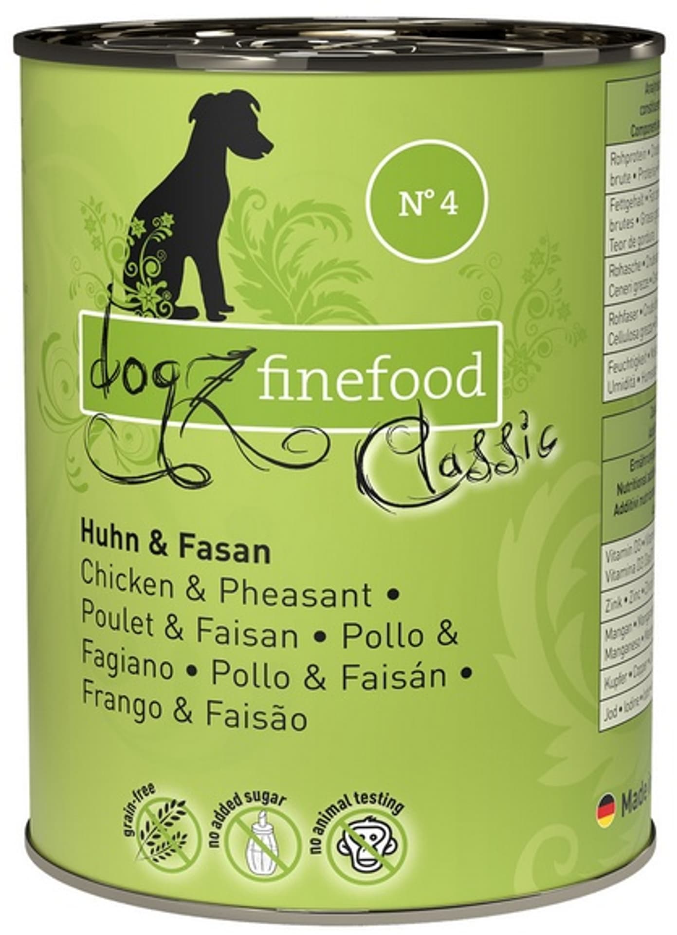 

Dogz Finefood Classic N.04 Kurczak i bażant puszka 400g