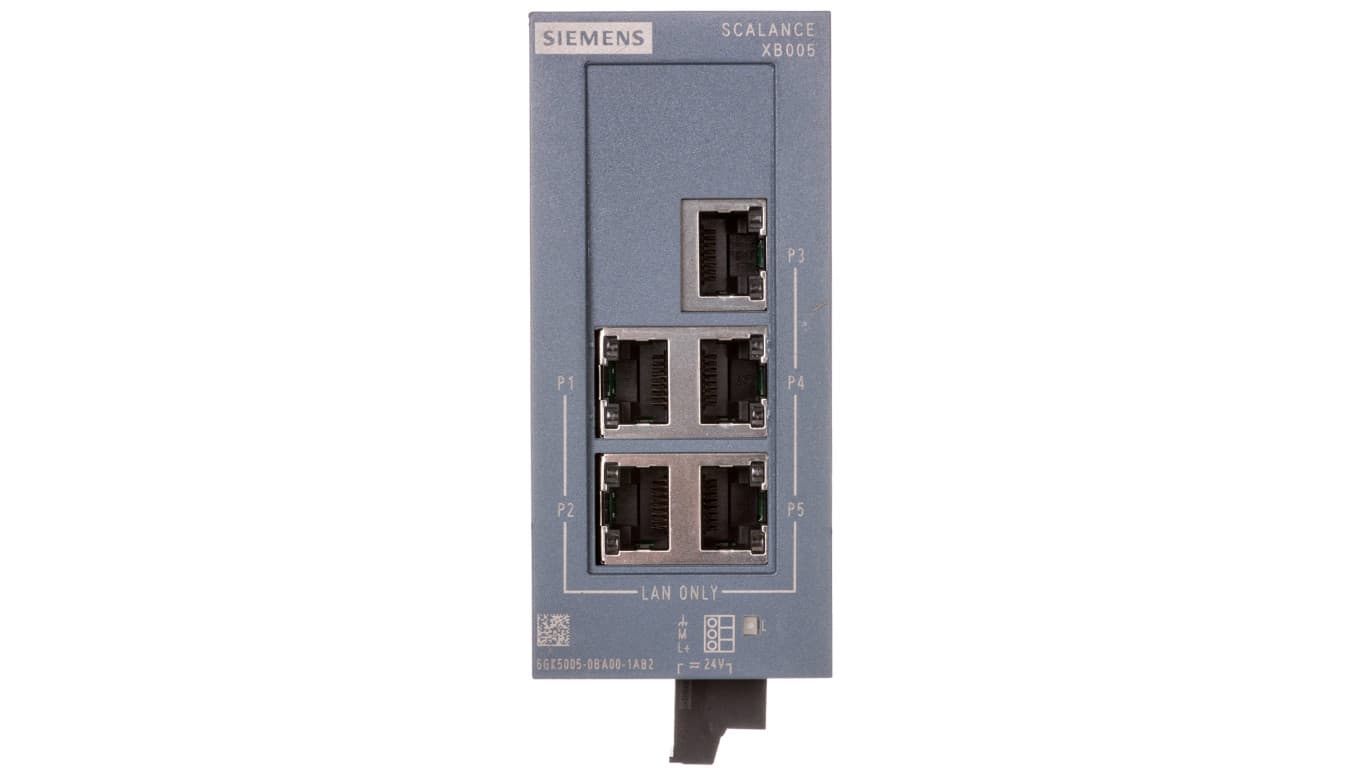 

Switch przemysłowy niezarządzalny 5 portów RJ45 10/100 Mb/s SCALANCE XB005 6GK5005-0BA00-1AB2