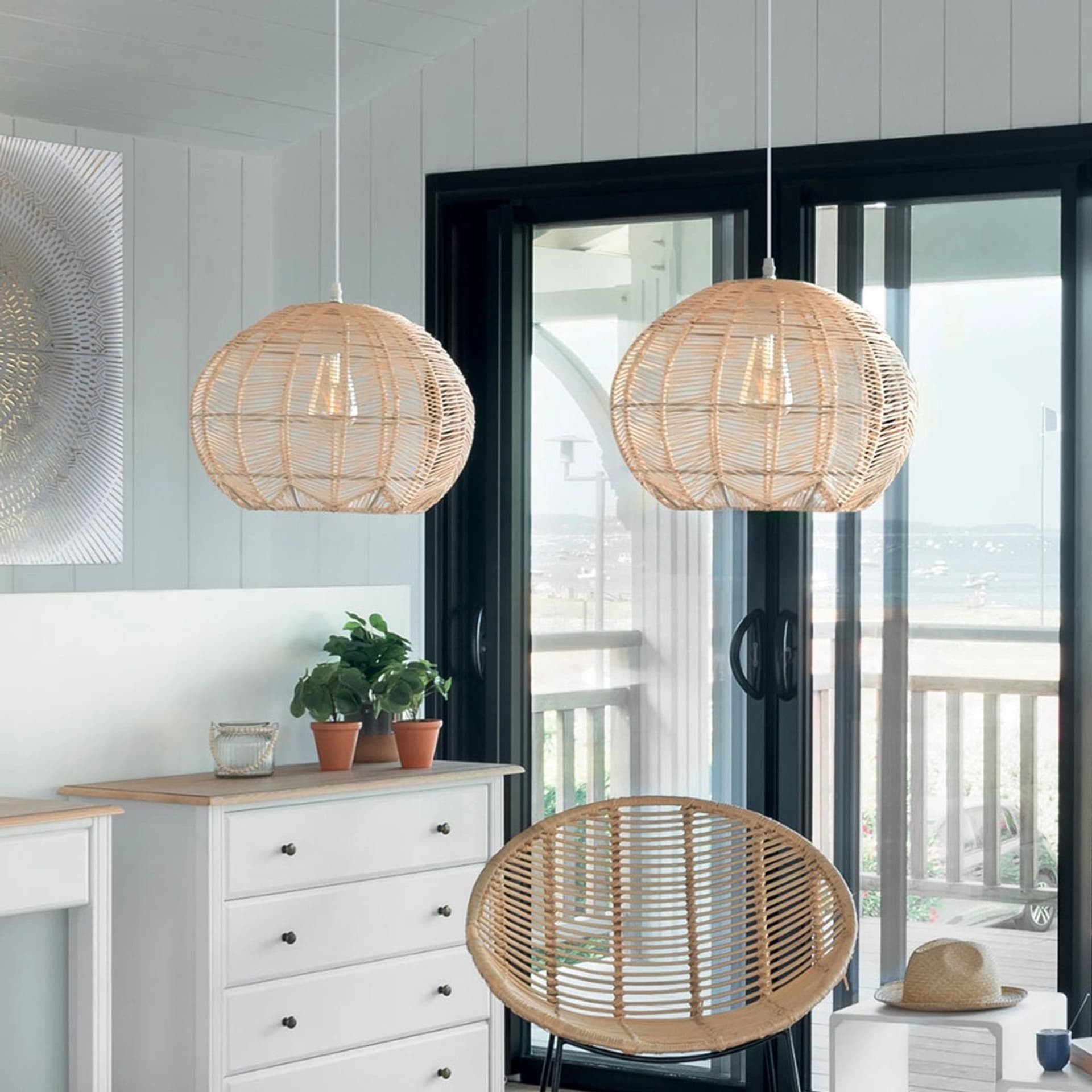 

Lampa wisząca Kita rattanowa 38 cm