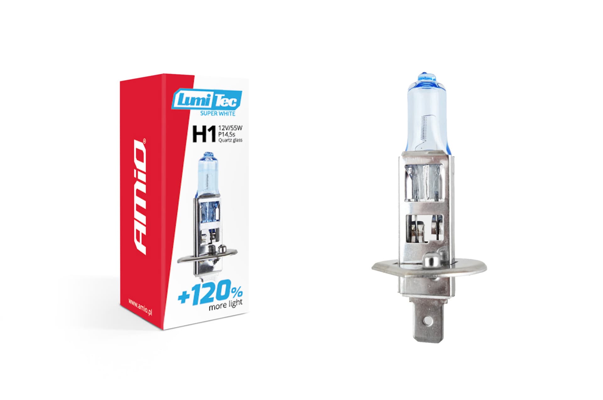 

02135 Żarówka halogenowa H1 12V 55W LumiTec SuperWhite +120%