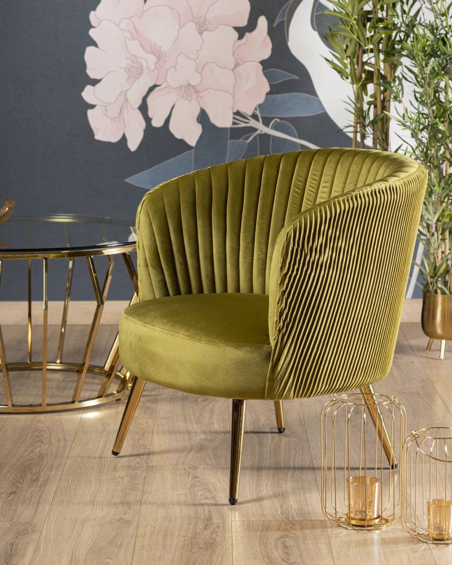 

Fotel Brakumi Olive Gold