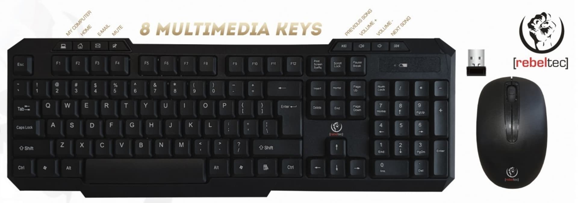 

Bezprzewodowy multimedialny zestw klawiatura+mysz Vortex