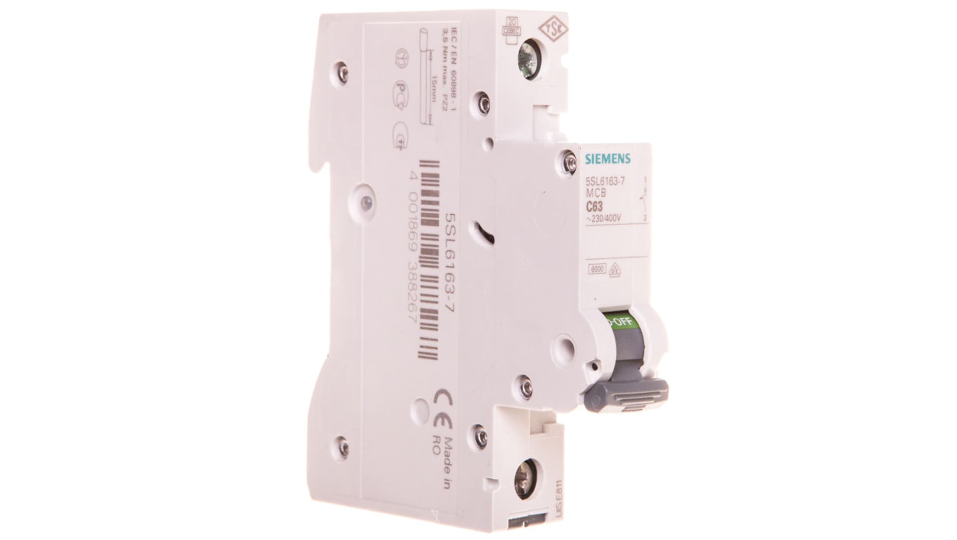 

Wyłącznik nadprądowy 1P C 63A 6kA AC 5SL6163-7