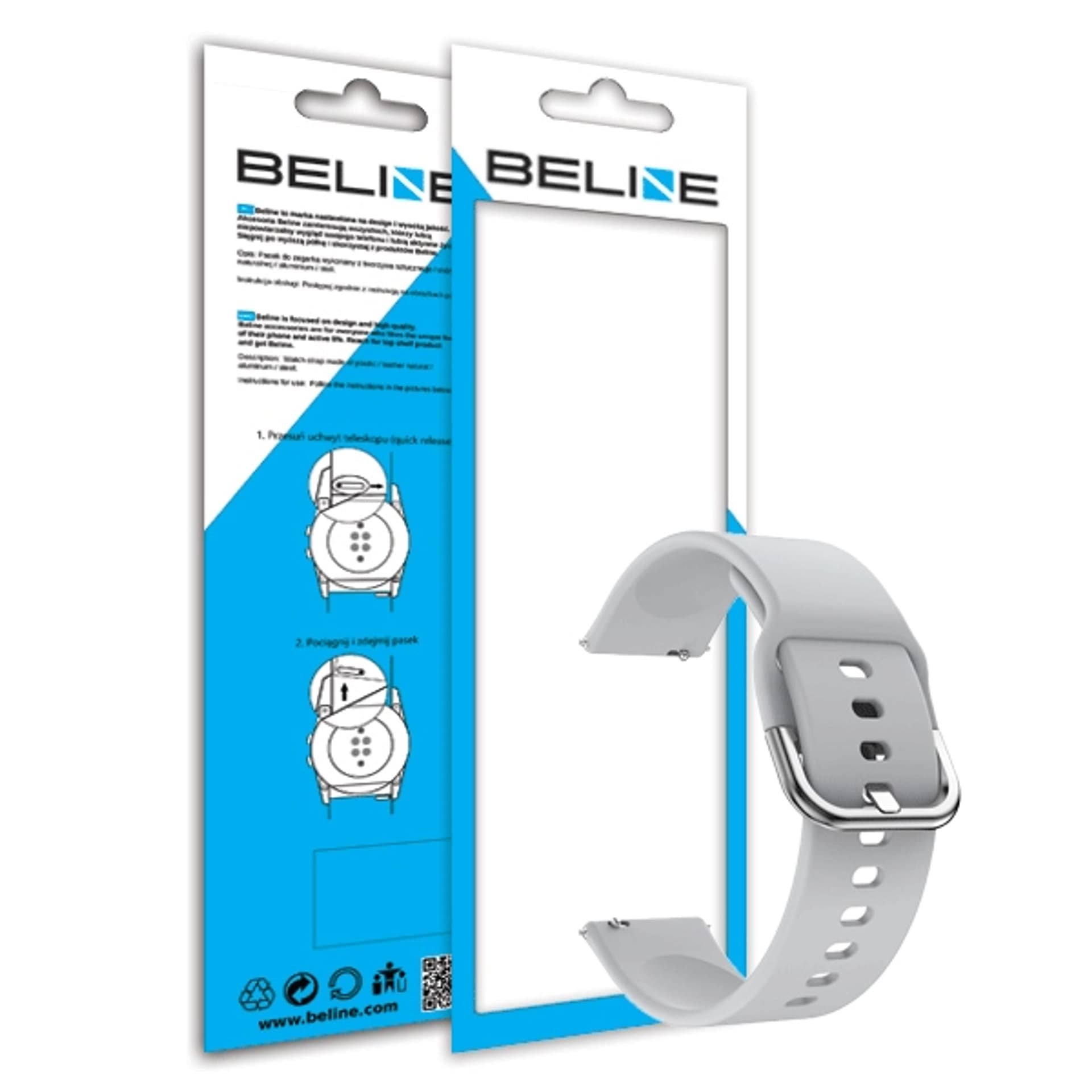 

Beline pasek Watch 20mm Classic szary/gray