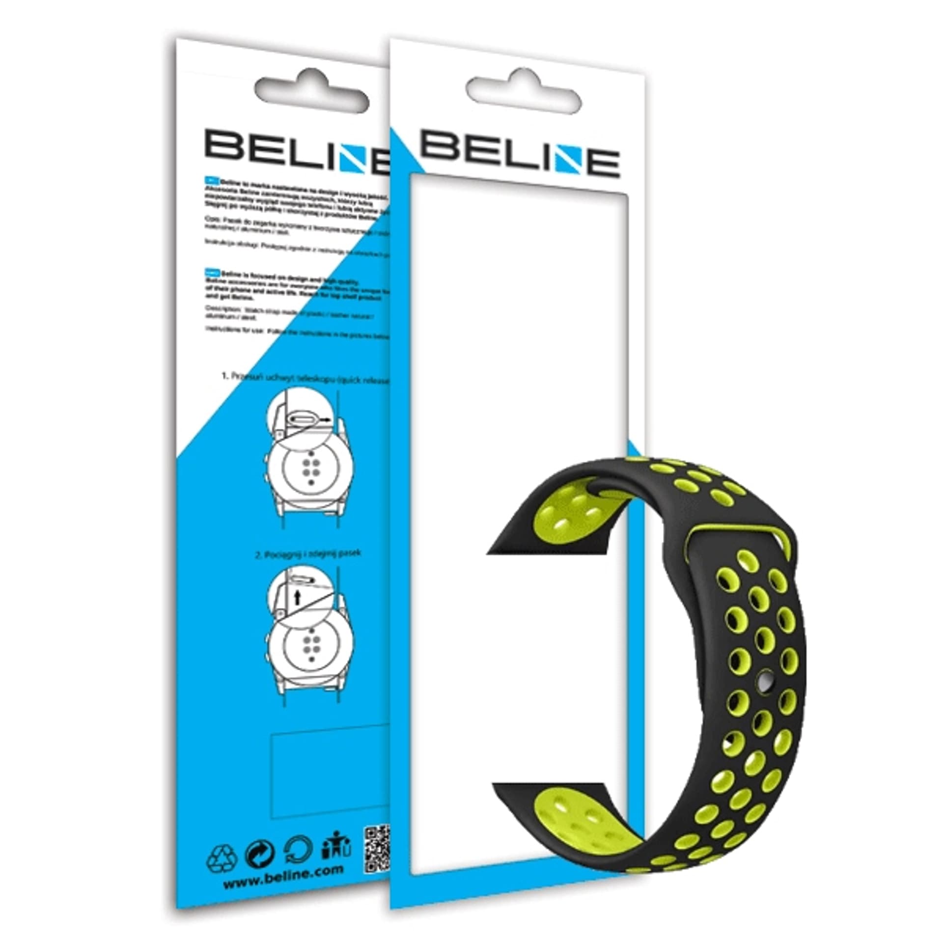 

Beline pasek Watch 22mm Design czarny/żółty