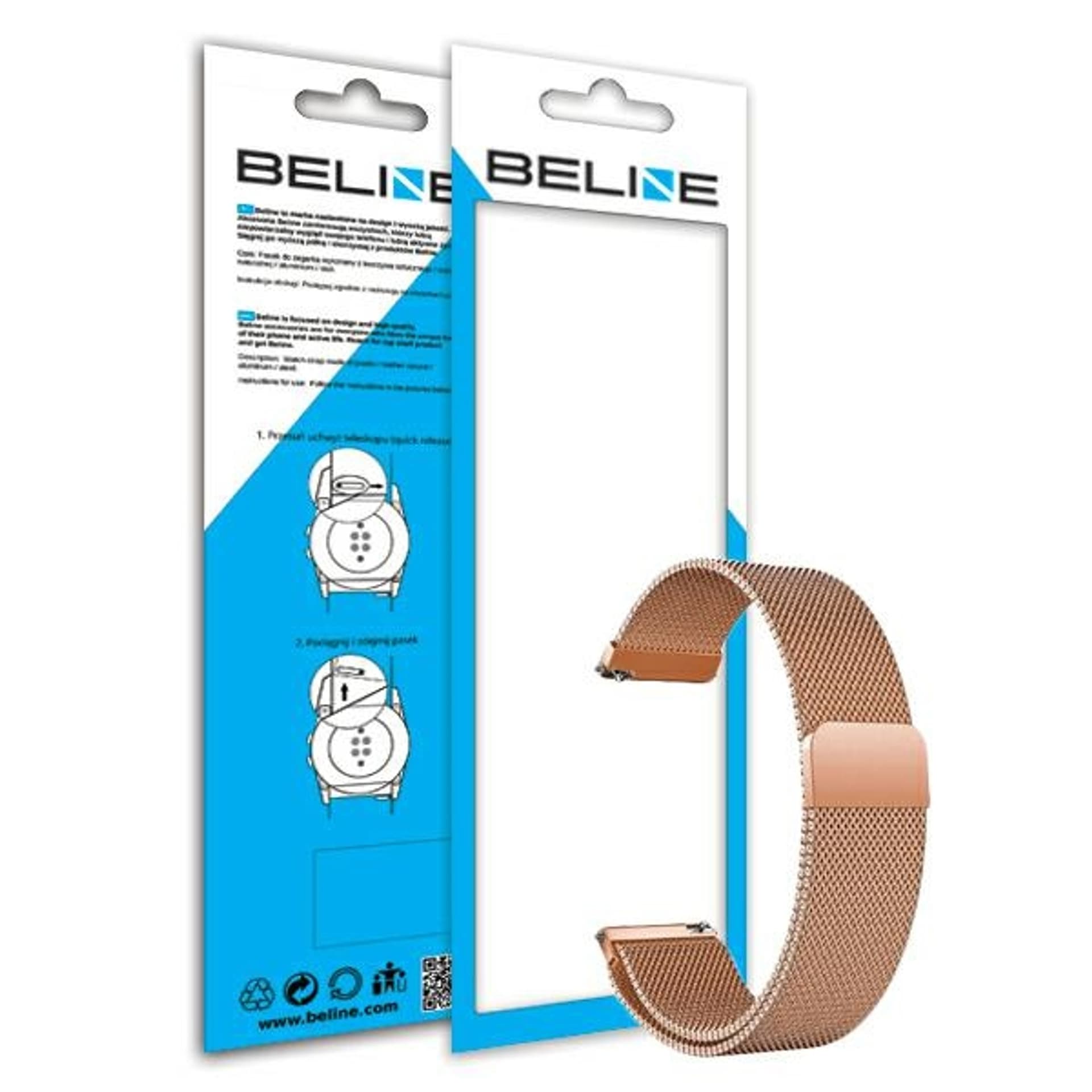 

Beline pasek Watch 20mm Fancy różowe złoto/rose gold