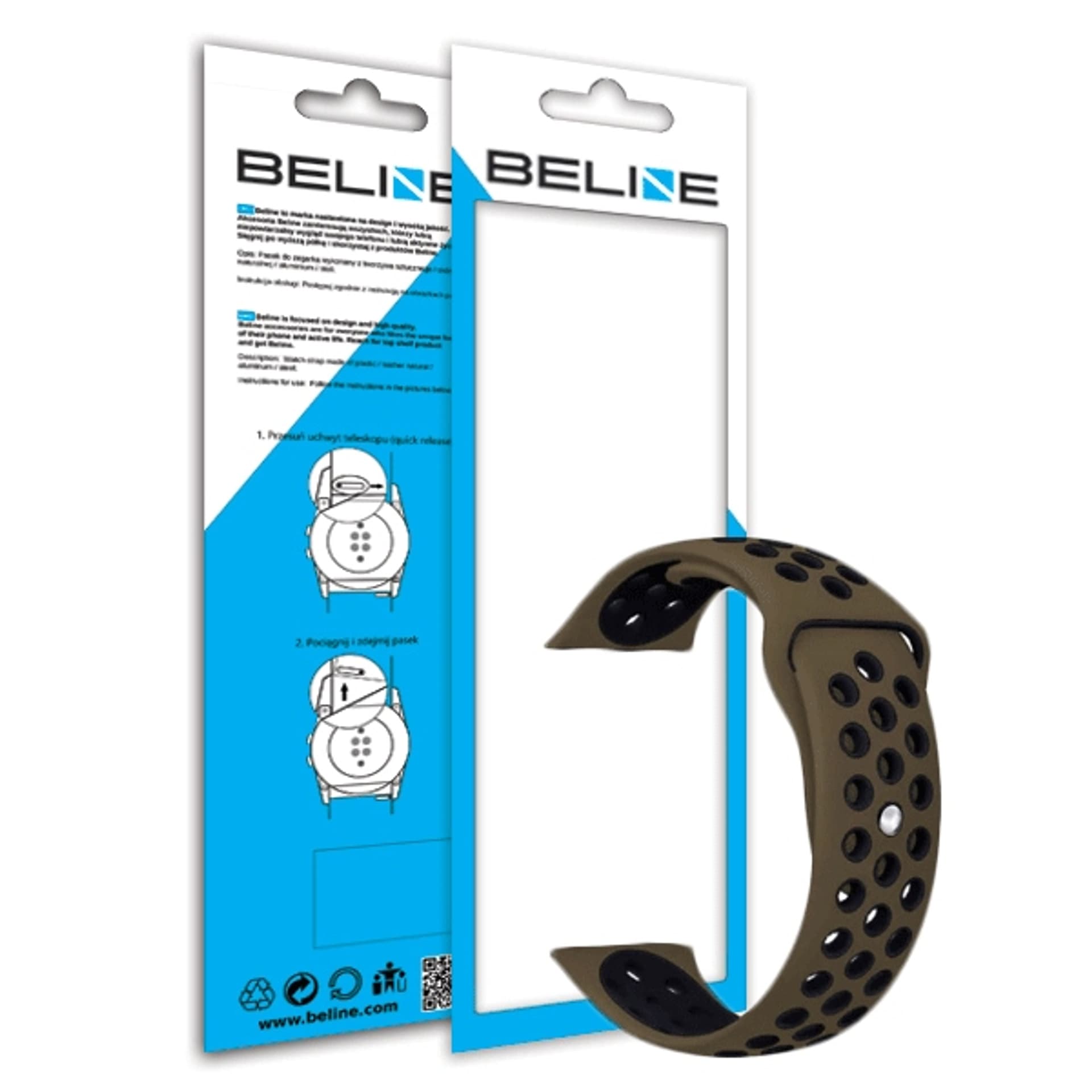 

Beline pasek Watch 22mm Design czarny/brązowy