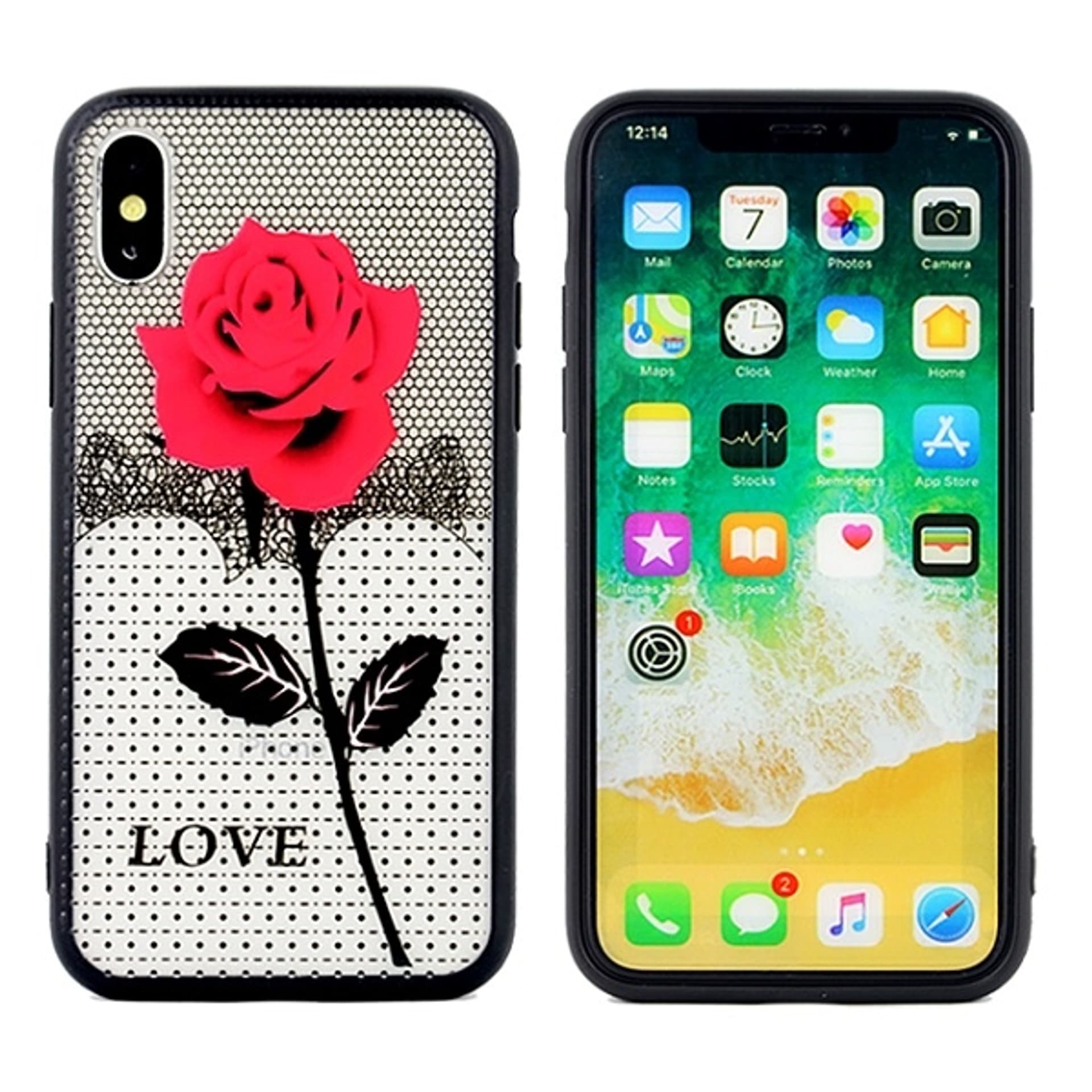 

Etui Lace 3D iPhone X/Xs wzór 1 (rose)
