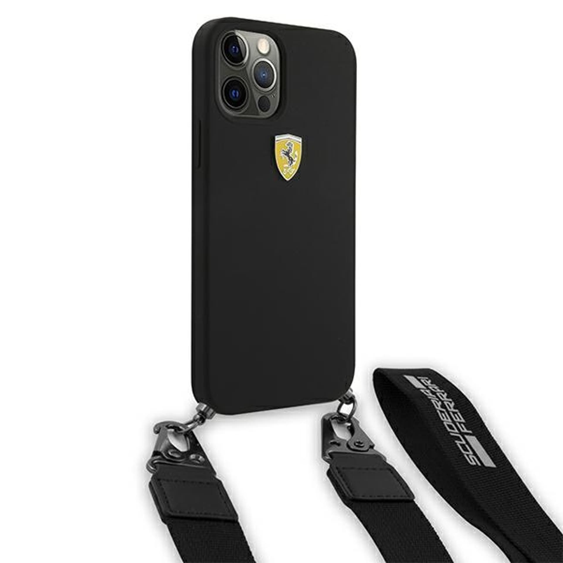 

Ferrari FESTRAHCP12MBK iPhone 12/12 Pro 6,1" czarny/black hardcase On Track Silicone with strap