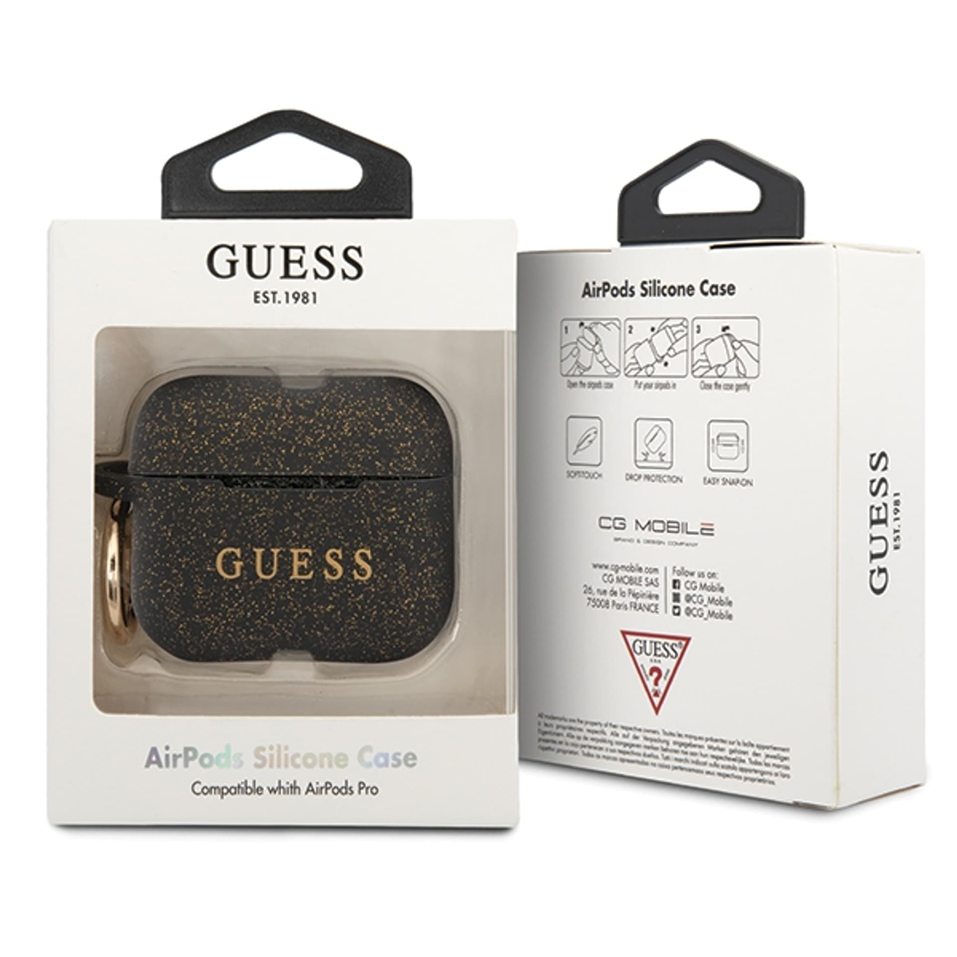 

Guess GUACAPSILGLBK AirPods Pro cover czarny/black Silicone Glitter