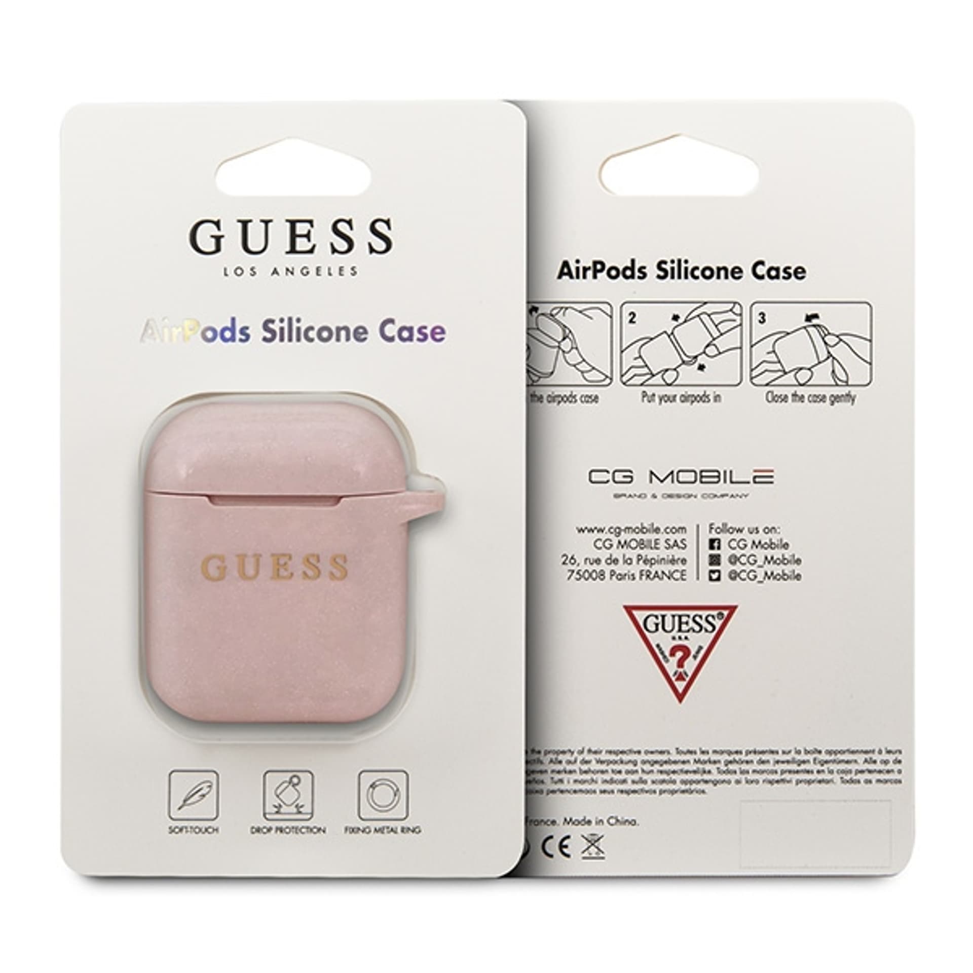 

Guess GUACCSILGLLP AirPods cover jasnoróżowy/pink Silicone Glitter