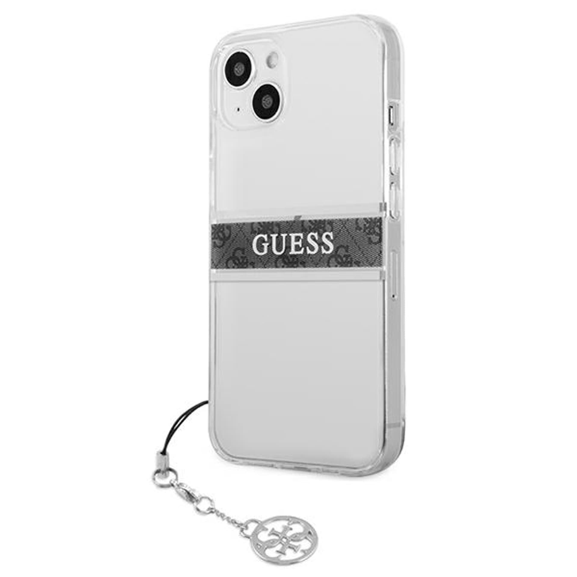 

Guess GUHCP13MKB4GGR iPhone 13 6,1" Transparent hardcase 4G Grey Strap Charm