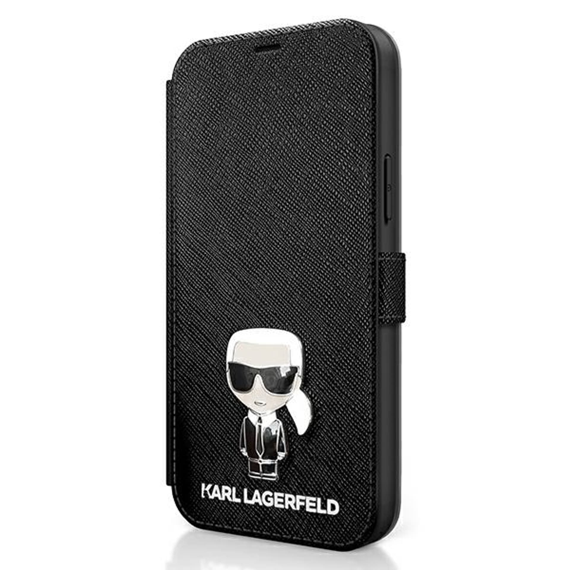 

Karl Lagerfeld KLFLBKP12SIKMSBK iPhone 12 mini 5,4" czarny/black book Saffiano Ikonik Metal
