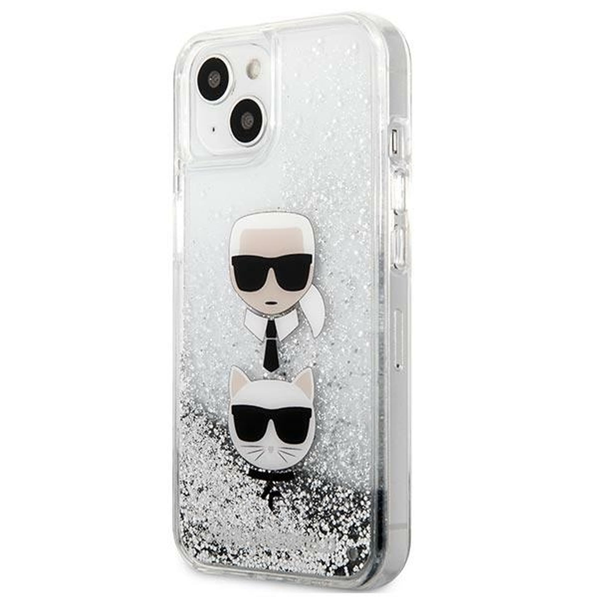 

Karl Lagerfeld KLHCP13SKICGLS iPhone 13 mini 5,4" srebrny/silver hardcase Liquid Glitter Karl&Choupette Head