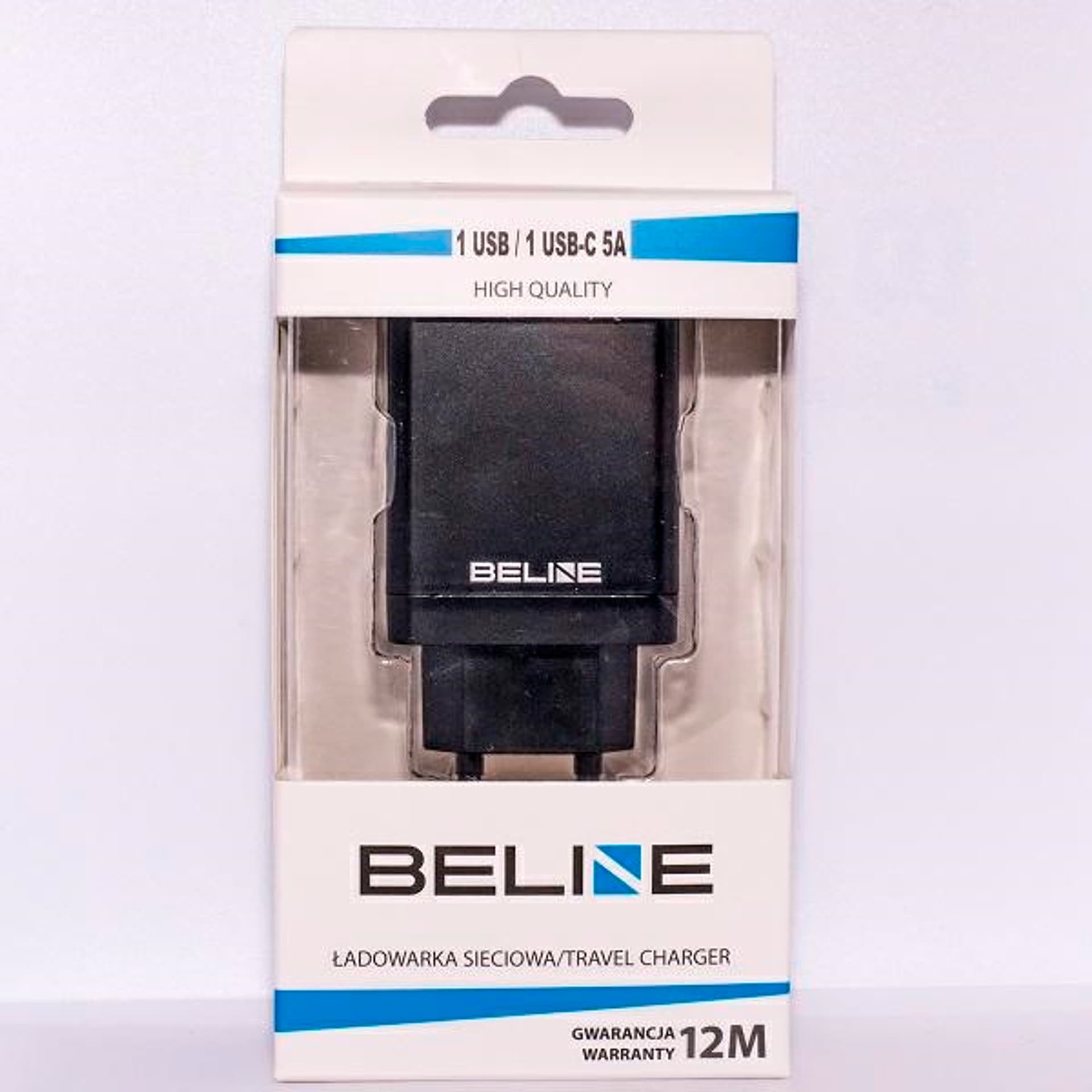 

Ład. siec. Beline 1xUSB i 1xUSB-C 5A 18W czarny/black (only head)