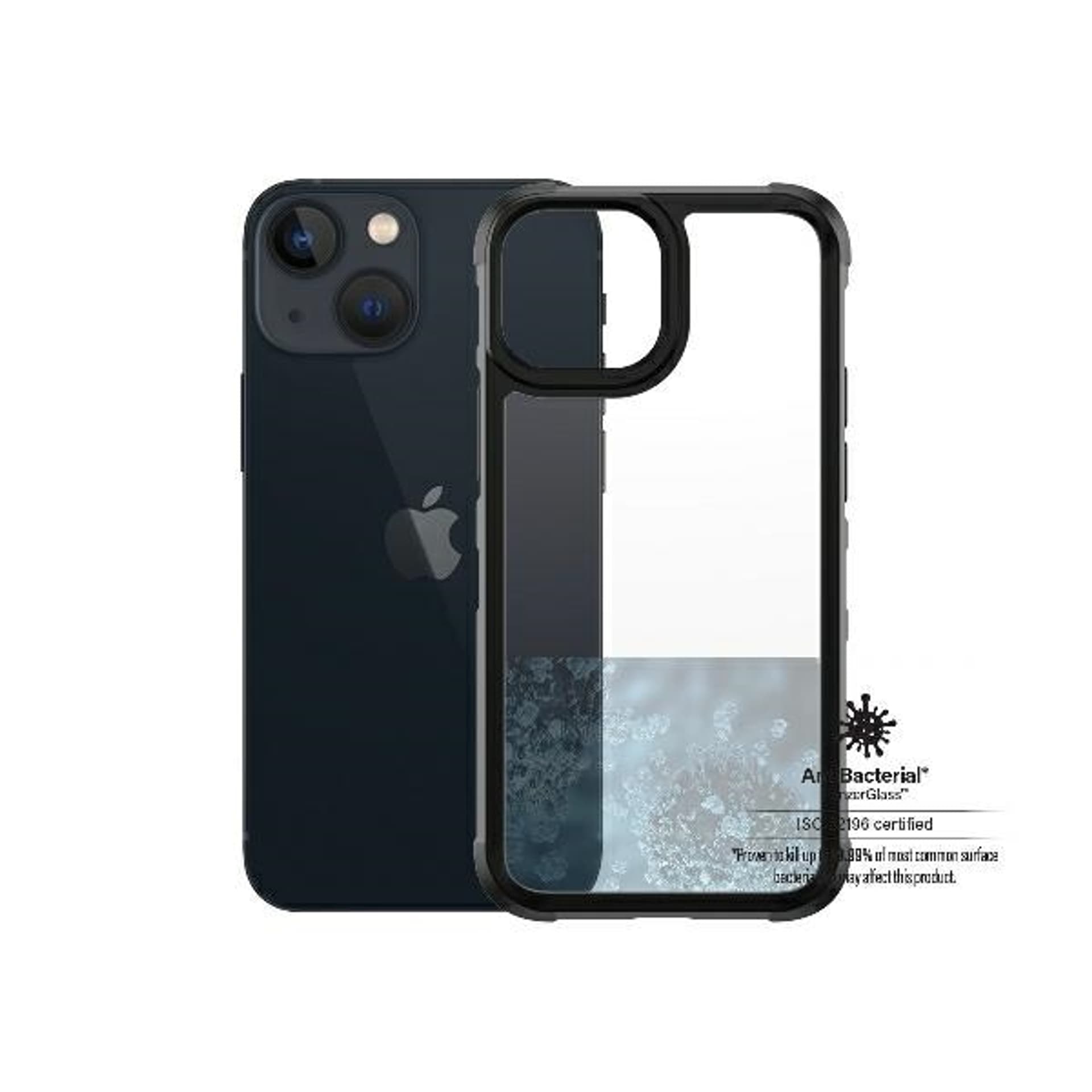 

PanzerGlass ClearCase iPhone 13 Mini 5.4" black Antibacterial Military grade SilverBullet 0318