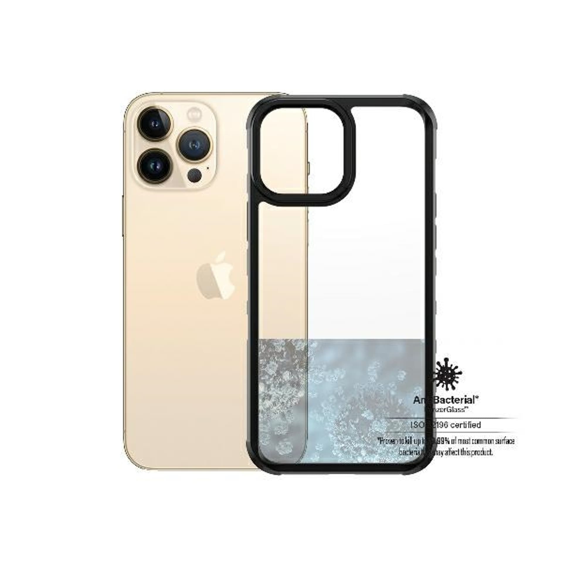 

PanzerGlass ClearCase iPhone 13 Pro Max 6.7" black Antibacterial Military grade SilverBullet 0320
