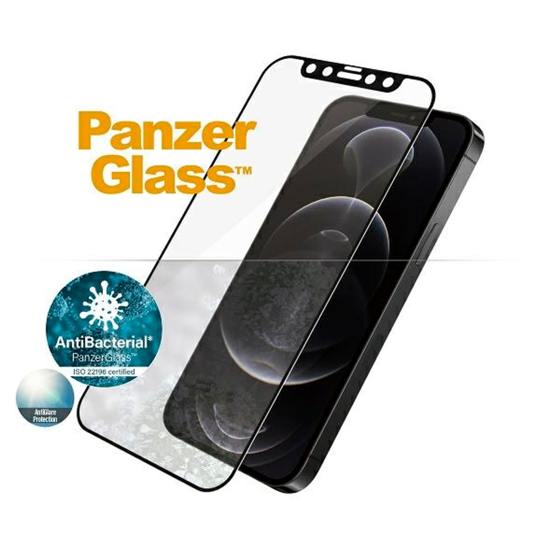 

PanzerGlass E2E Anti-Glare iPhone 12/12 Pro Case Friendly AntiBacterial Microfracture czarny/black